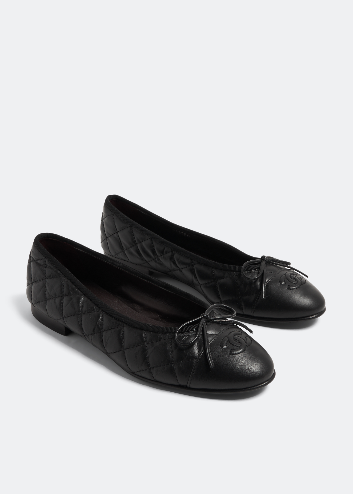 

Quilted CC bow ballerinas, Black