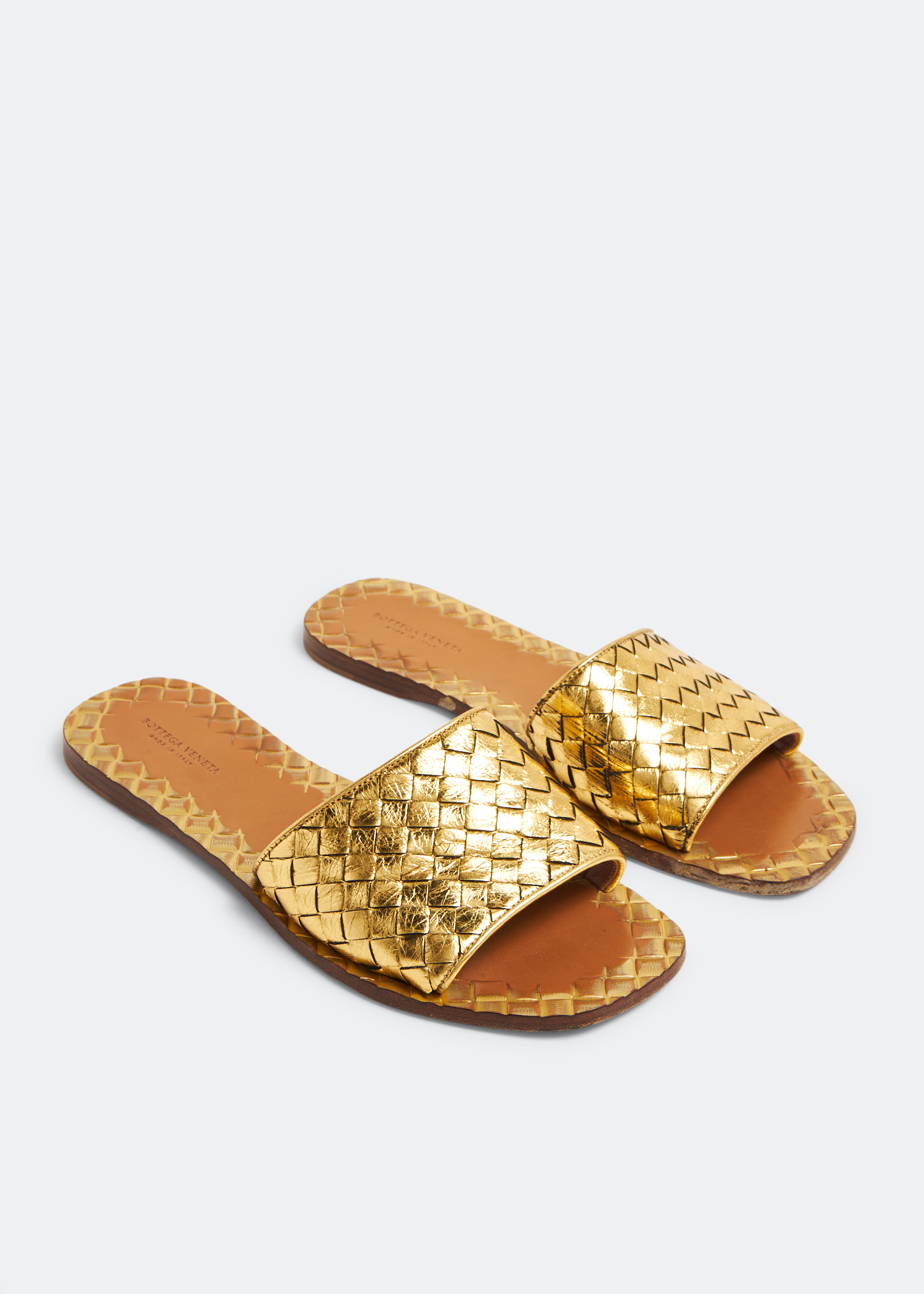 

Intrecciato slide sandals, Gold
