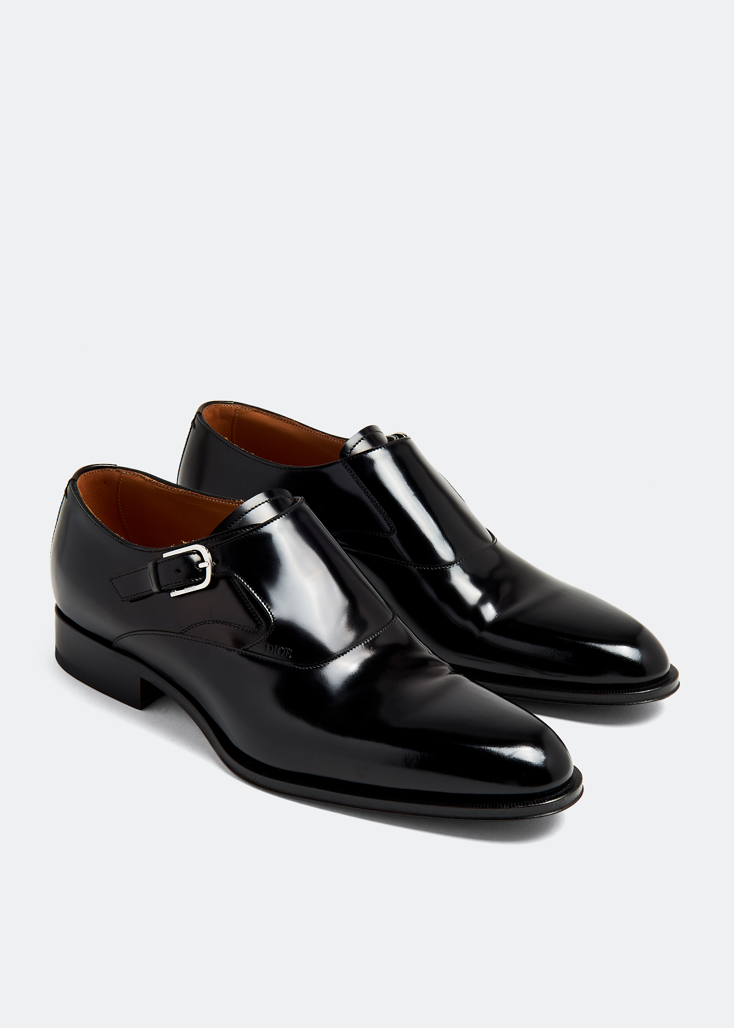 

Leather monk strap shoes, Black
