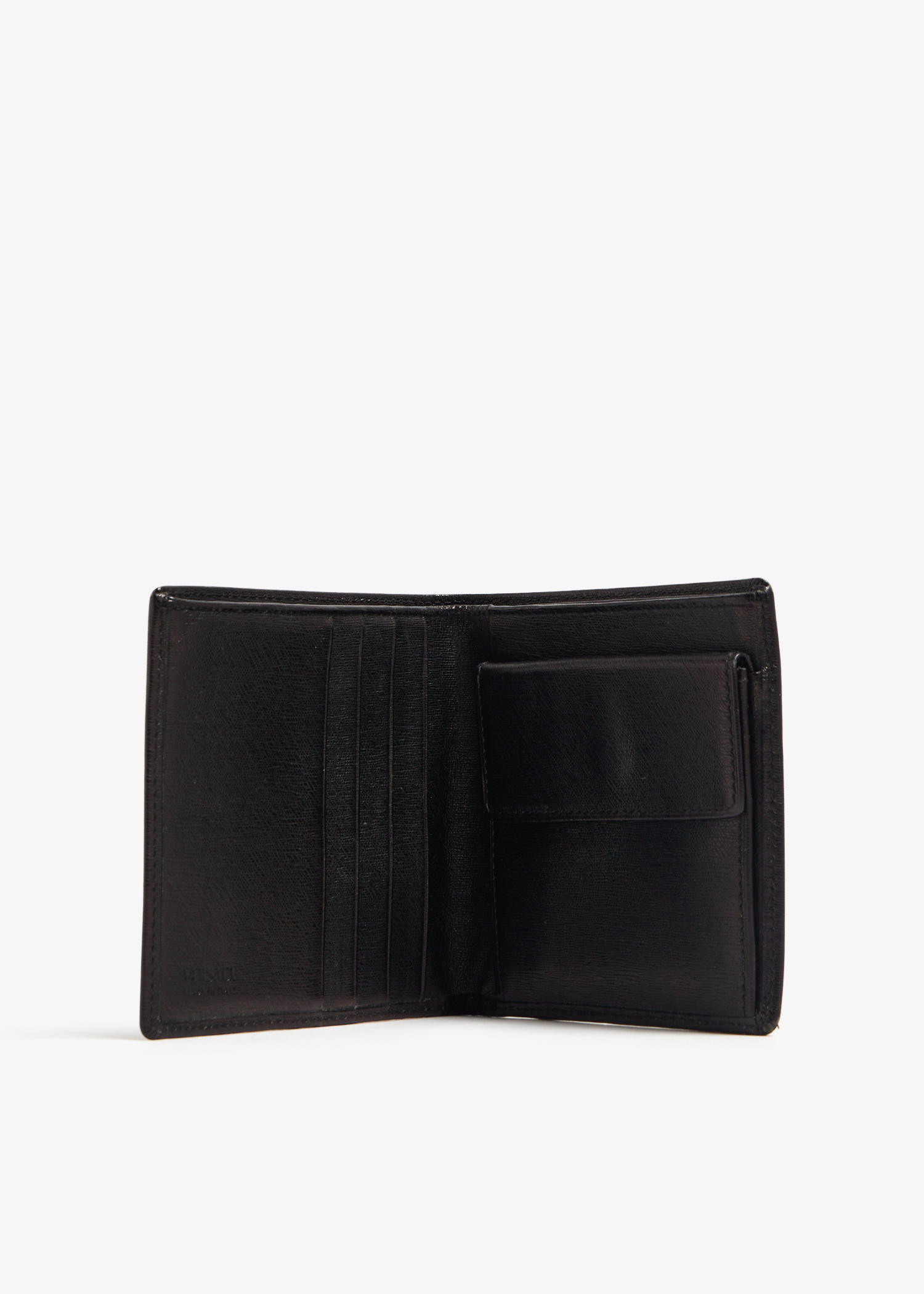 Versace Pre Loved Medusa embossed bifold wallet for Men Black in