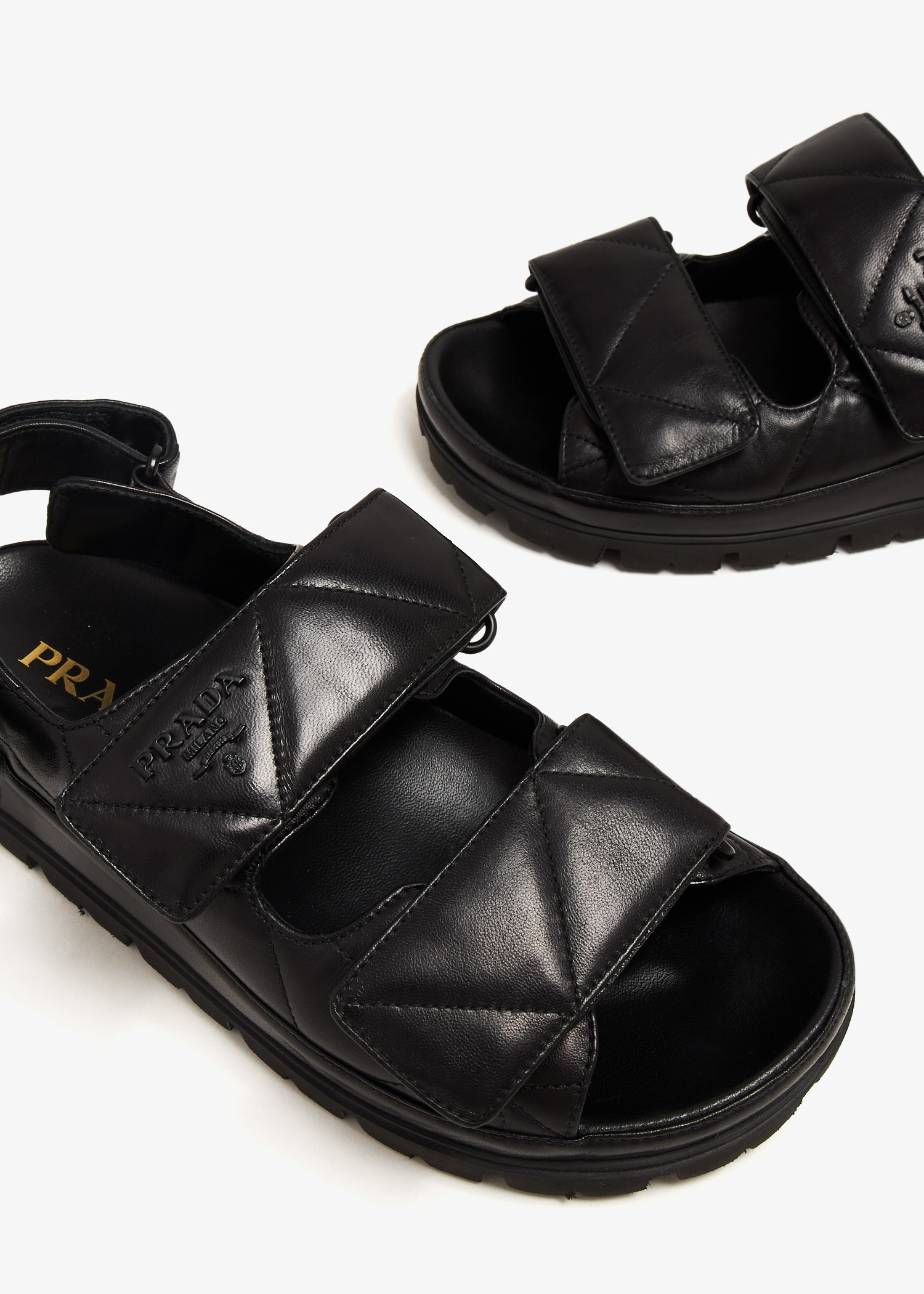 Prada Pre Loved Padded nappa leather sandals for Women Black in UAE Level Shoes
