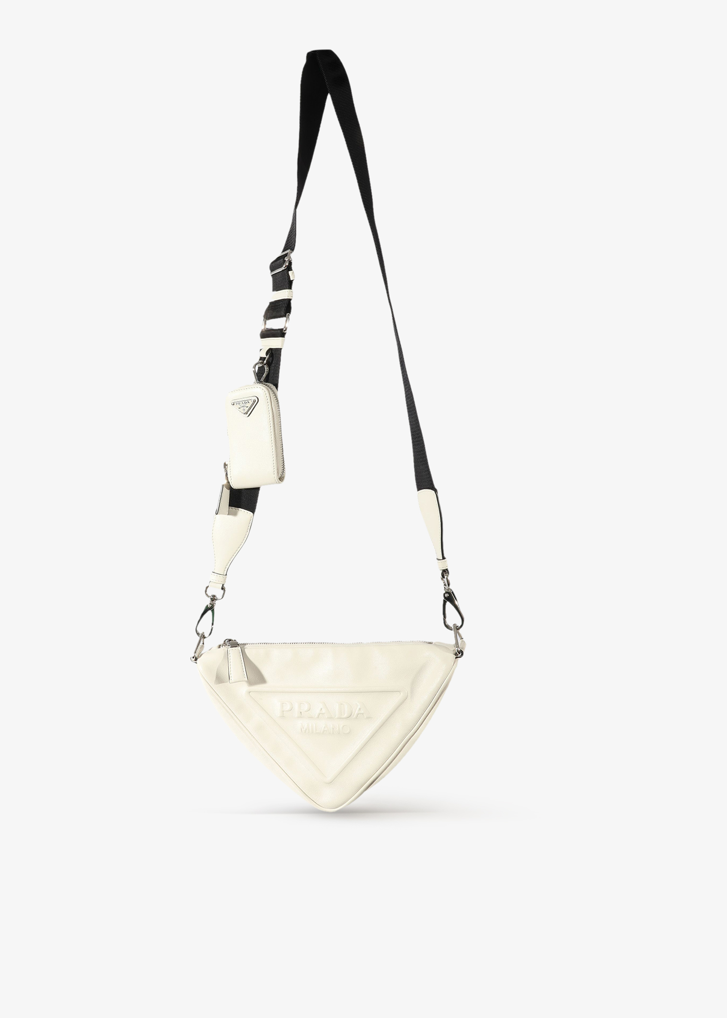 

Triangle leather shoulder bag, White