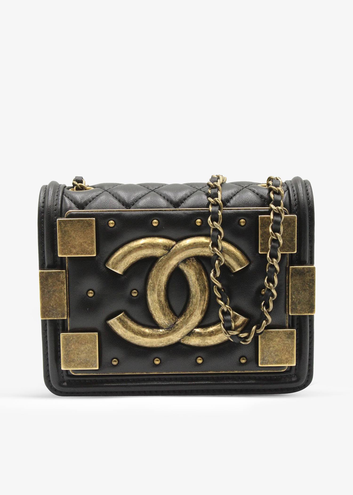 

Classic Studded Boy Brick flap bag, Black