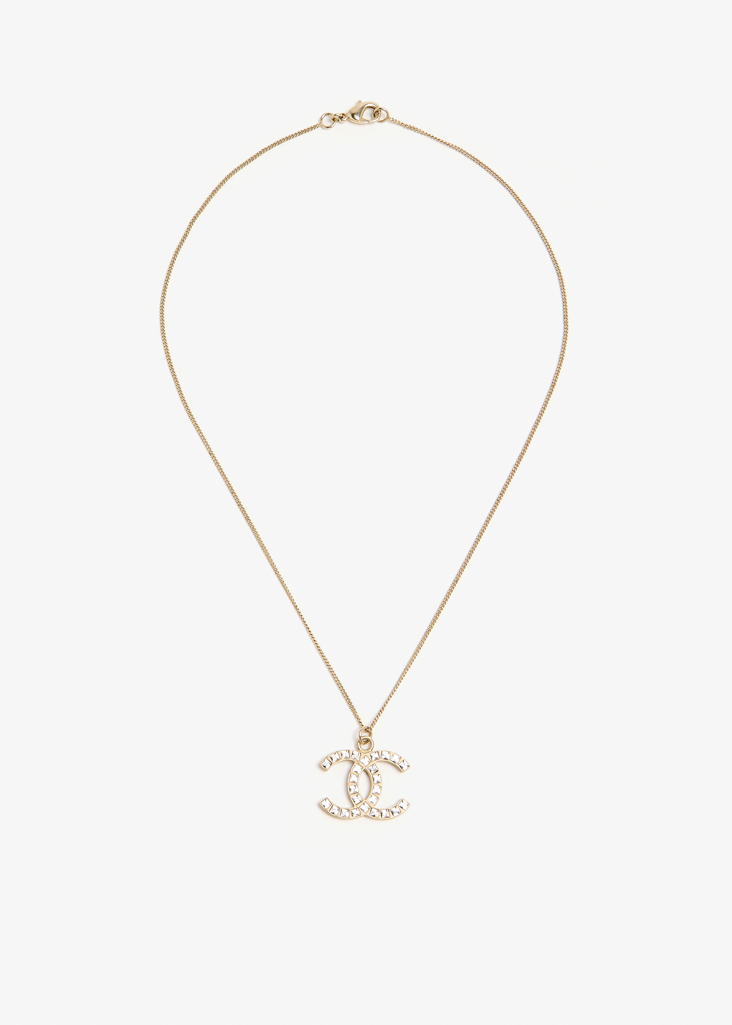 

Crystal-embellished CC pendant necklace, Gold