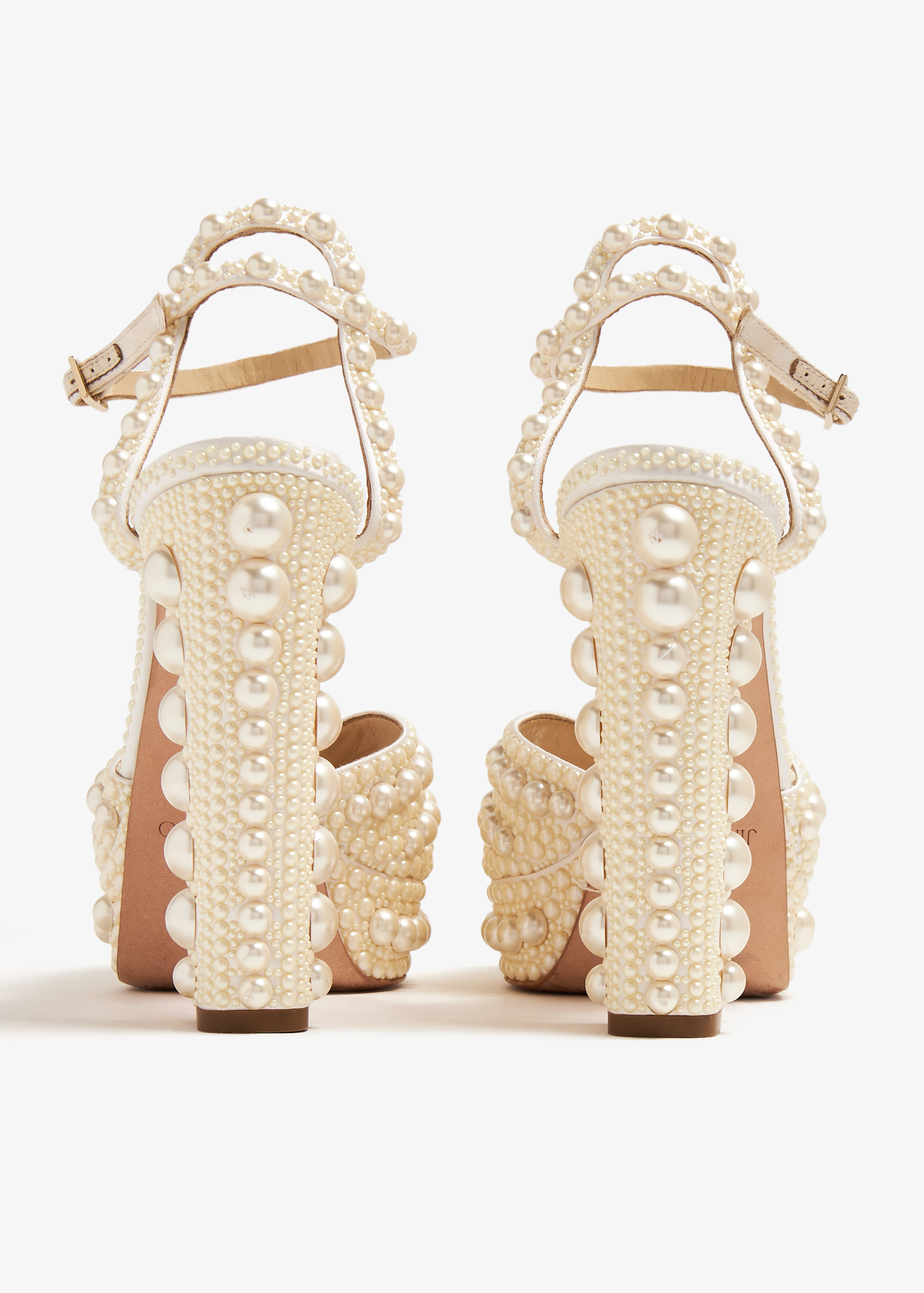 Jimmy Choo Pre Loved Sacaria pearl embellished platform sandals for Women White in KSA Level Shoes