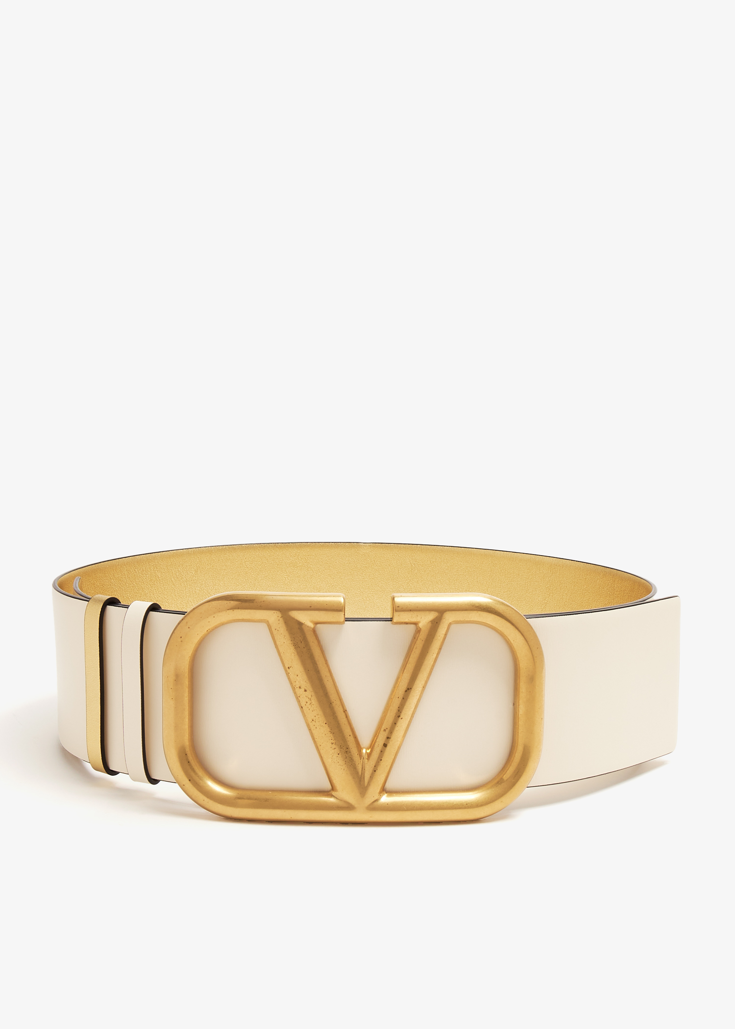 

VLogo wide reversible belt, White