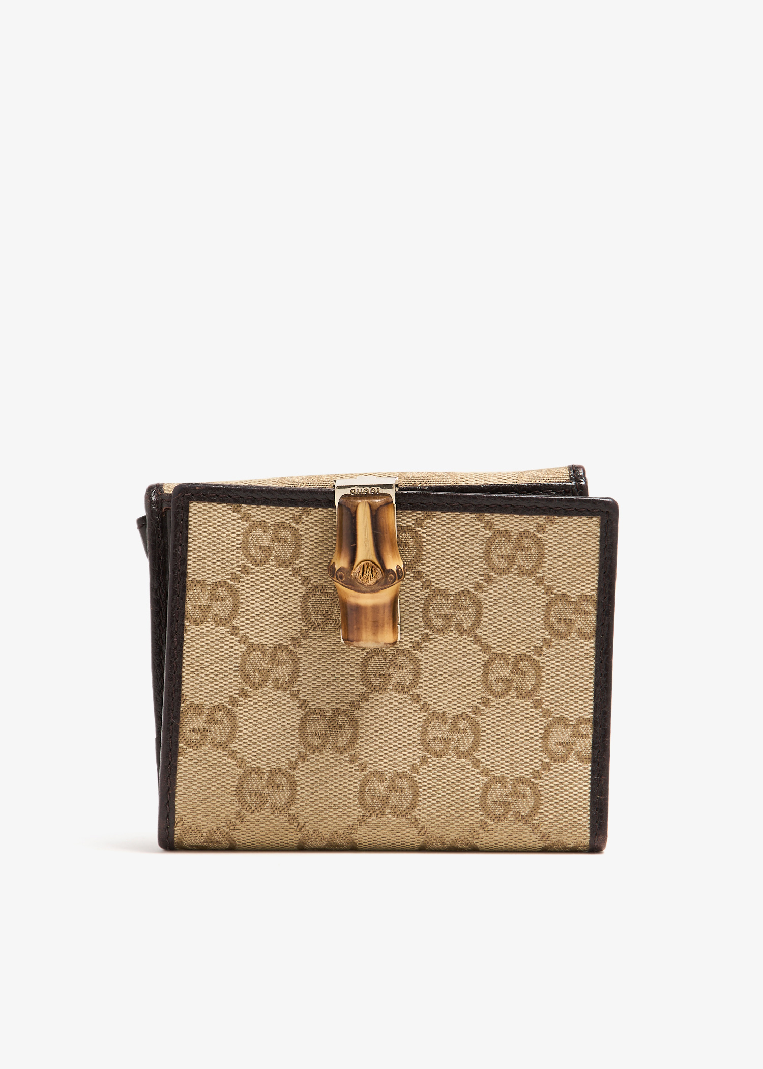 

GG Bamboo compact wallet, Beige