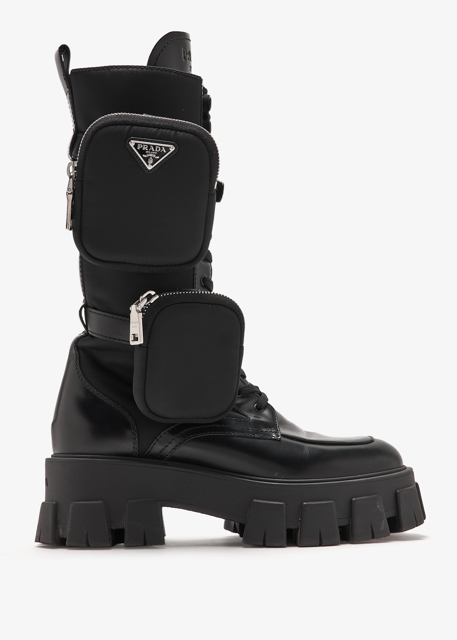 Prada Pre-Loved Monolith Rider boots for Women - Black in
