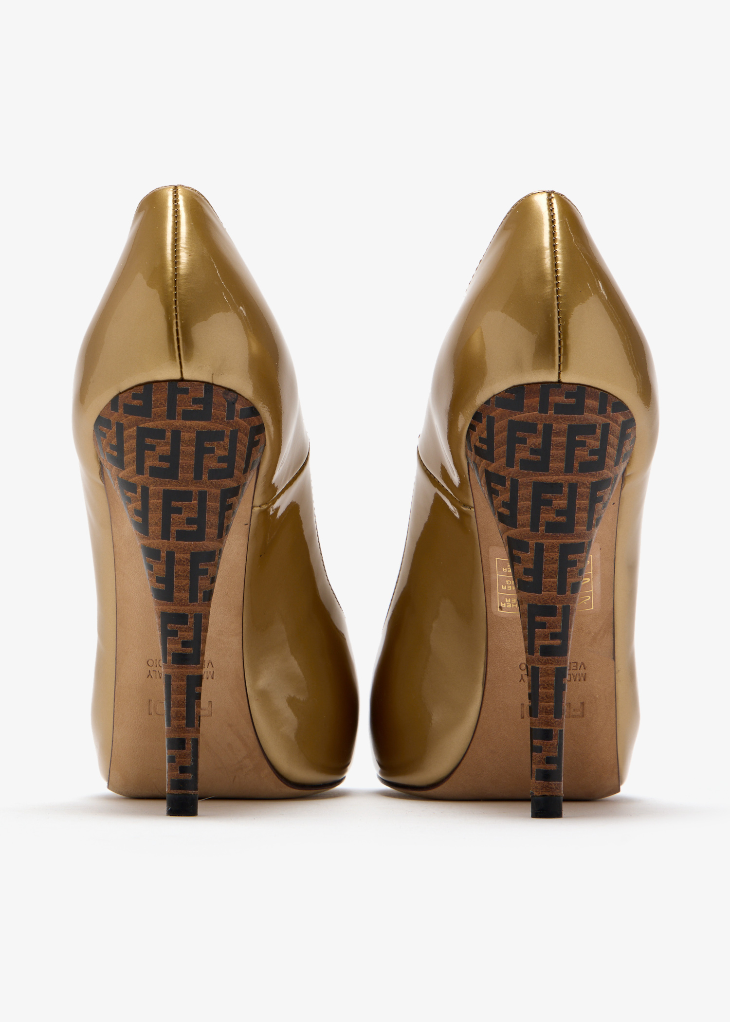 FENDI Pre-Loved Zucca peep-toe pumps for Women - Gold in UAE