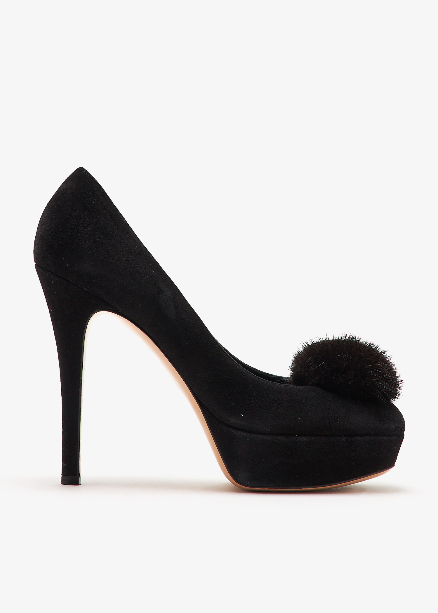 

Pompom platform pumps, Black