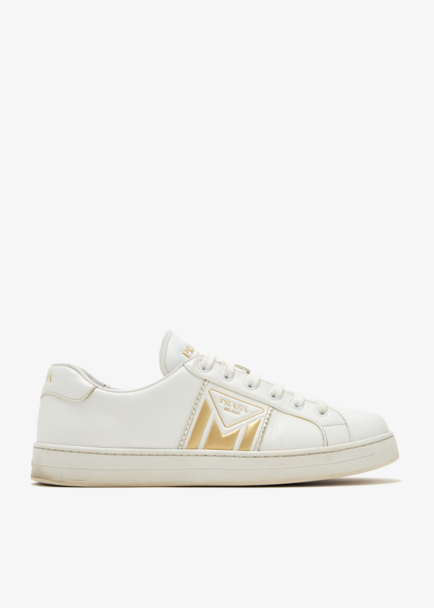 

Prada logo-embossed sneakers, White