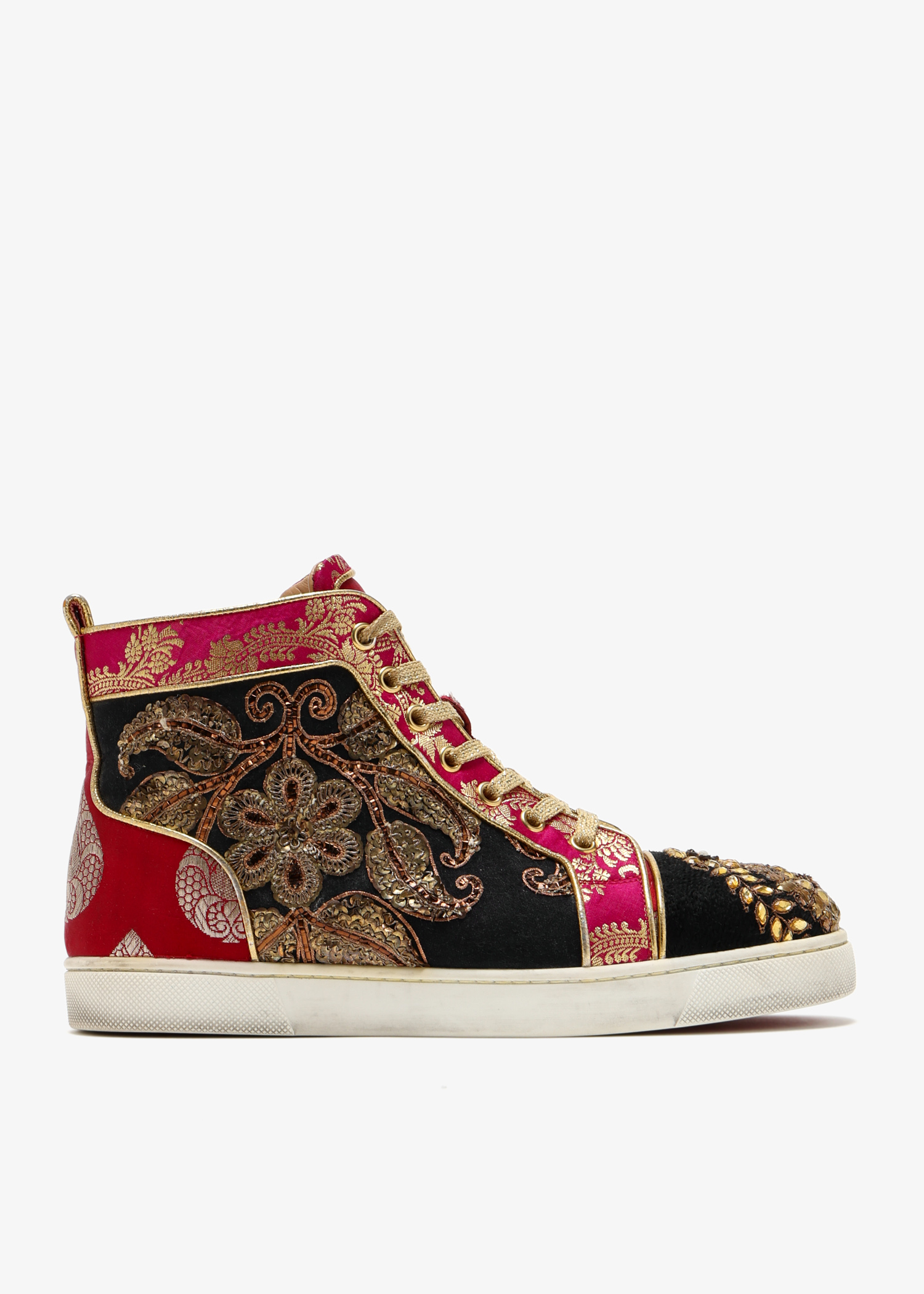 

Christian Louboutin x Sabyasachi Mukherjee embroidered jacquard hi-top sneakers, Black