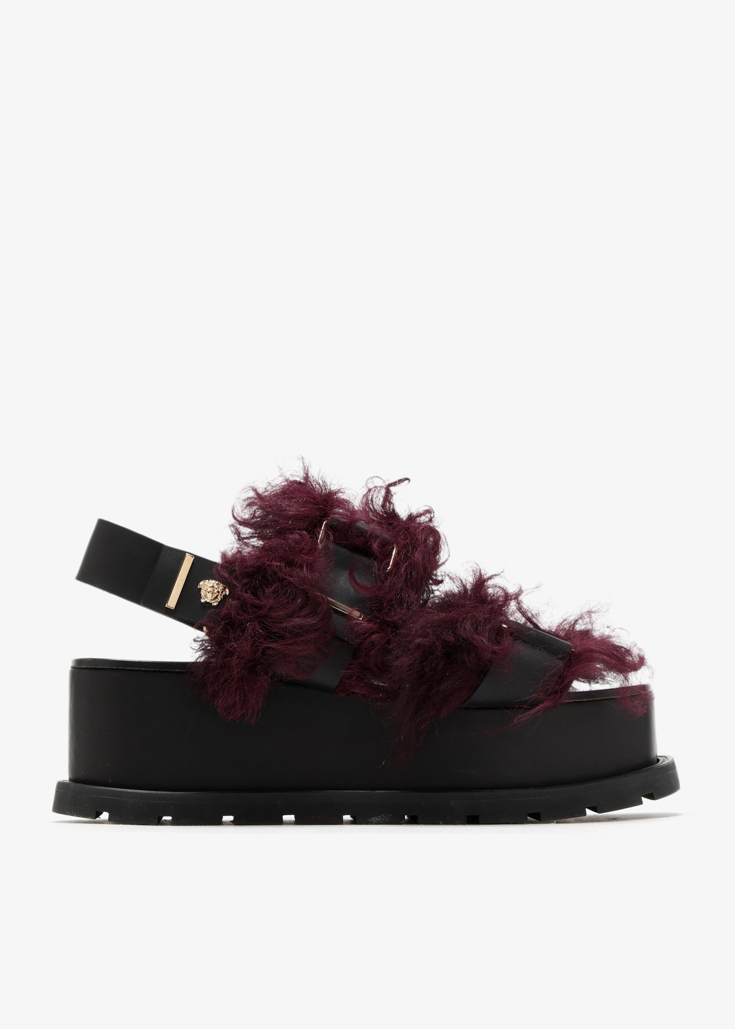 

Faux Fur platform sandals, Black