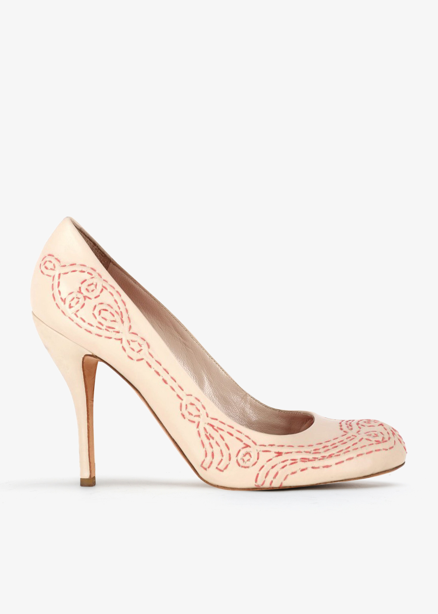 

Stitch-embellished pumps, Cream