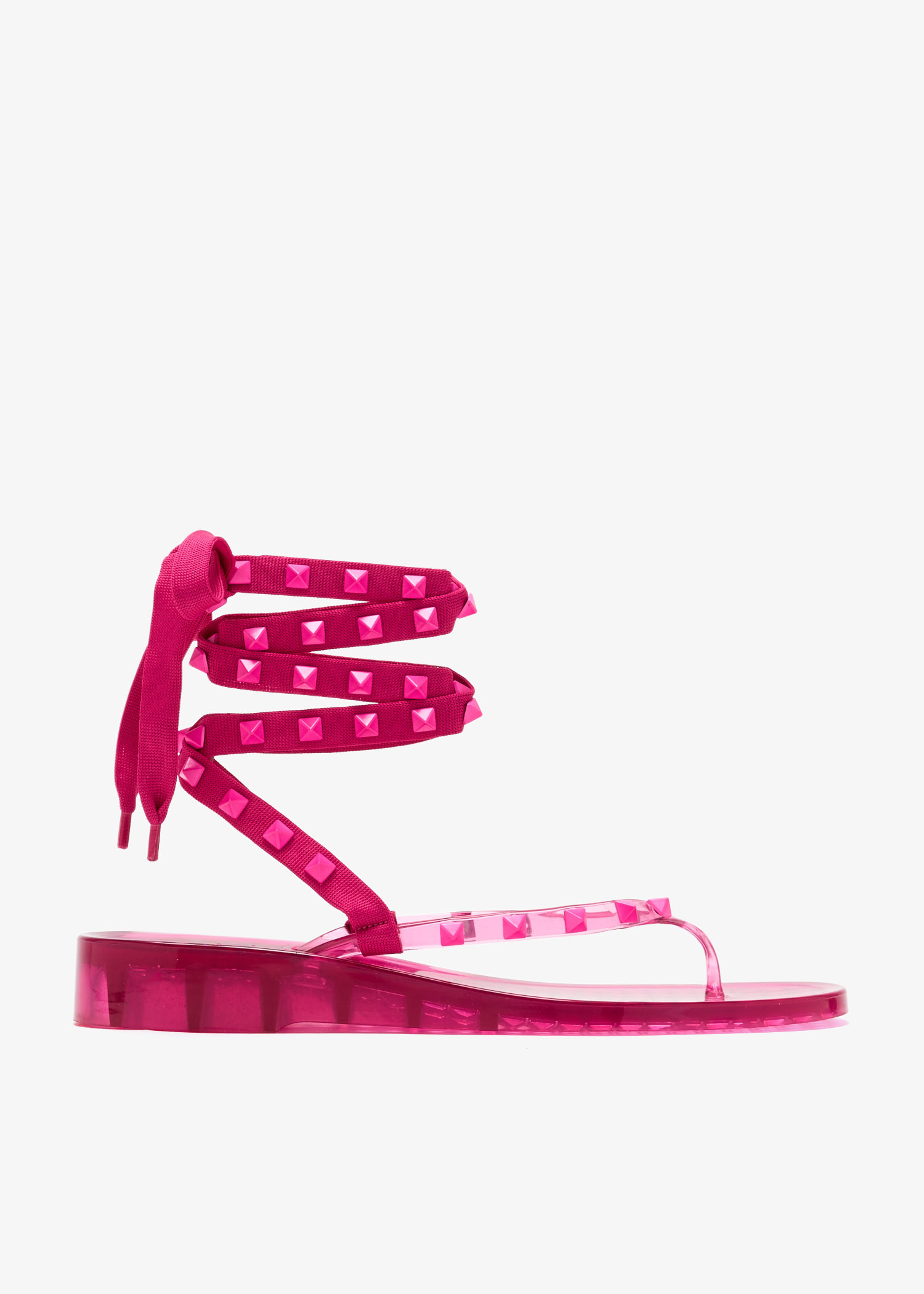 

Rockstud gladiator lace-up sandals, Pink