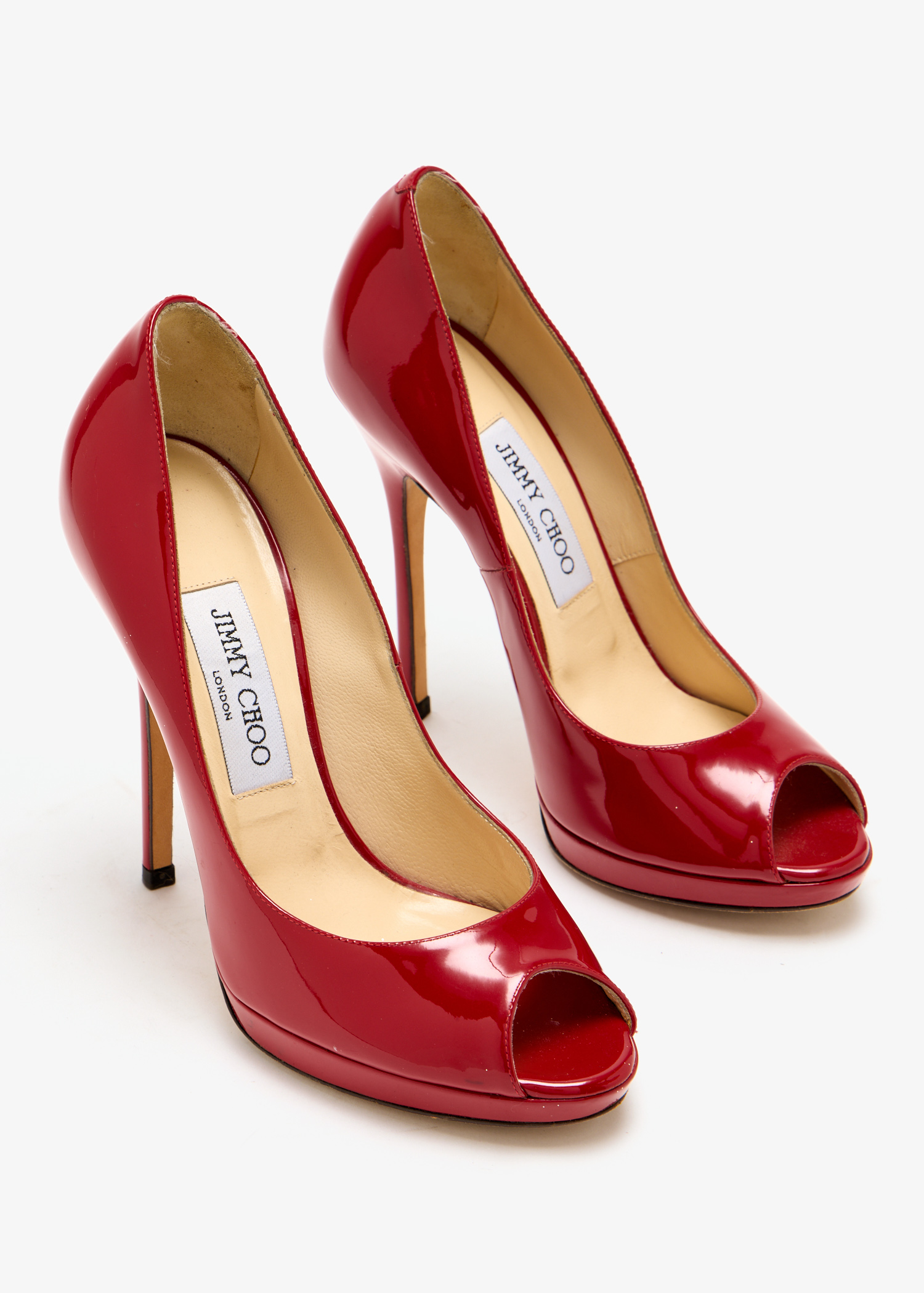 Jimmy Choo Pre-Loved Peep Toe pumps for Women - Red in UAE Jimmy Choo Pre-Loved Peep Toe pumps for Women - Red in UAE