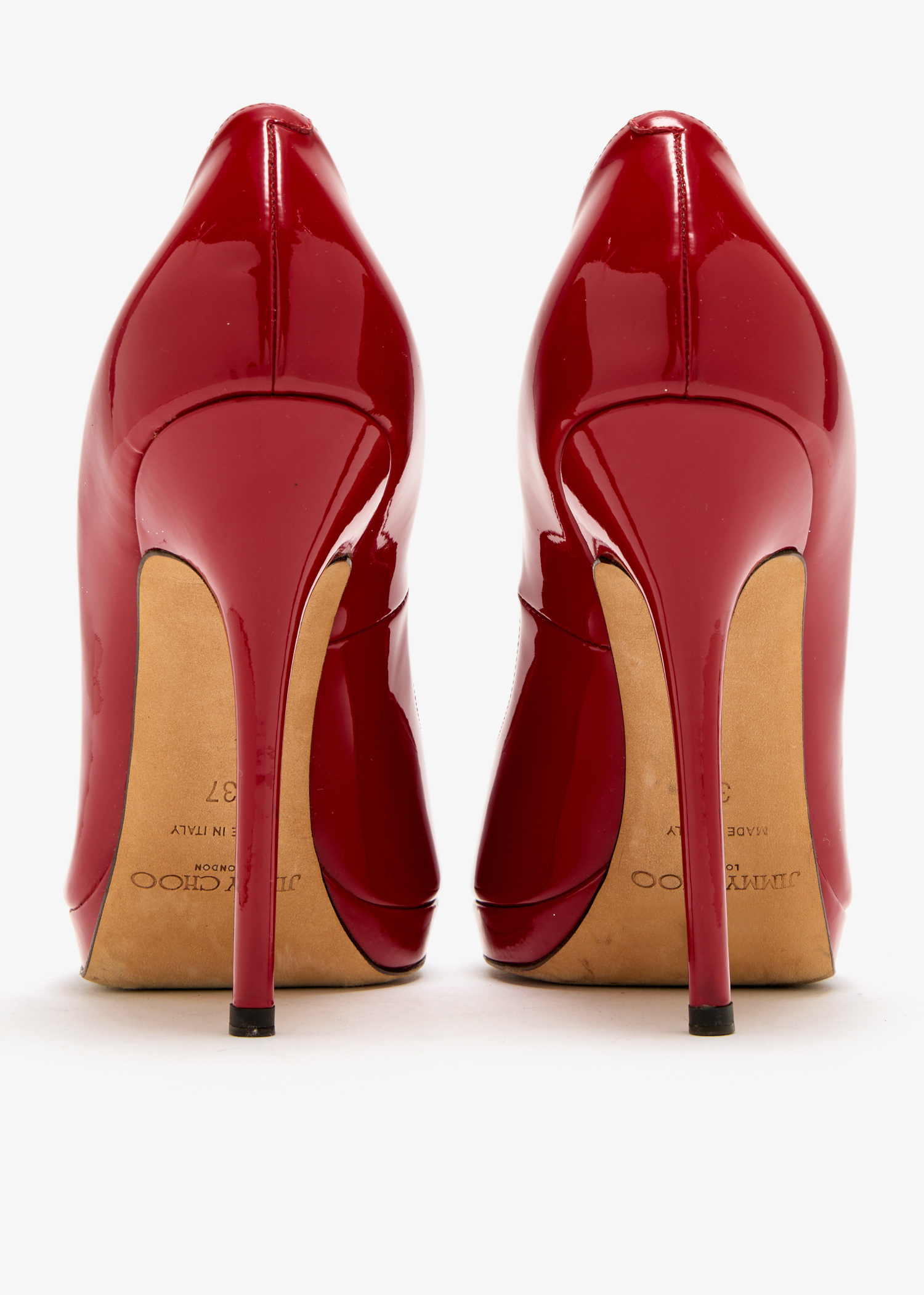 Jimmy Choo Pre-Loved Peep Toe pumps for Women - Red in KSA Jimmy Choo Pre-Loved Peep Toe pumps for Women - Red in KSA