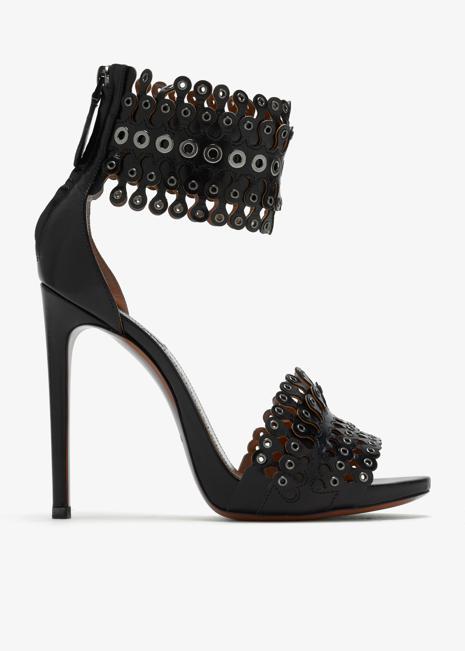 

Eyelet-embellished sandals, Black