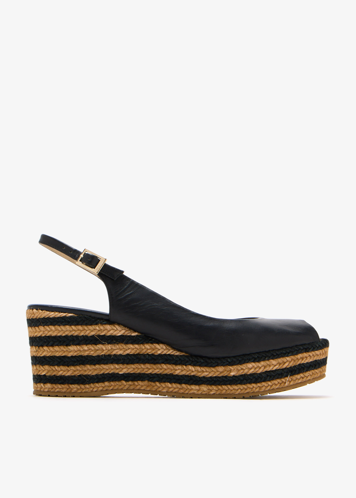 

Peep-toe espadrille wedges, Black