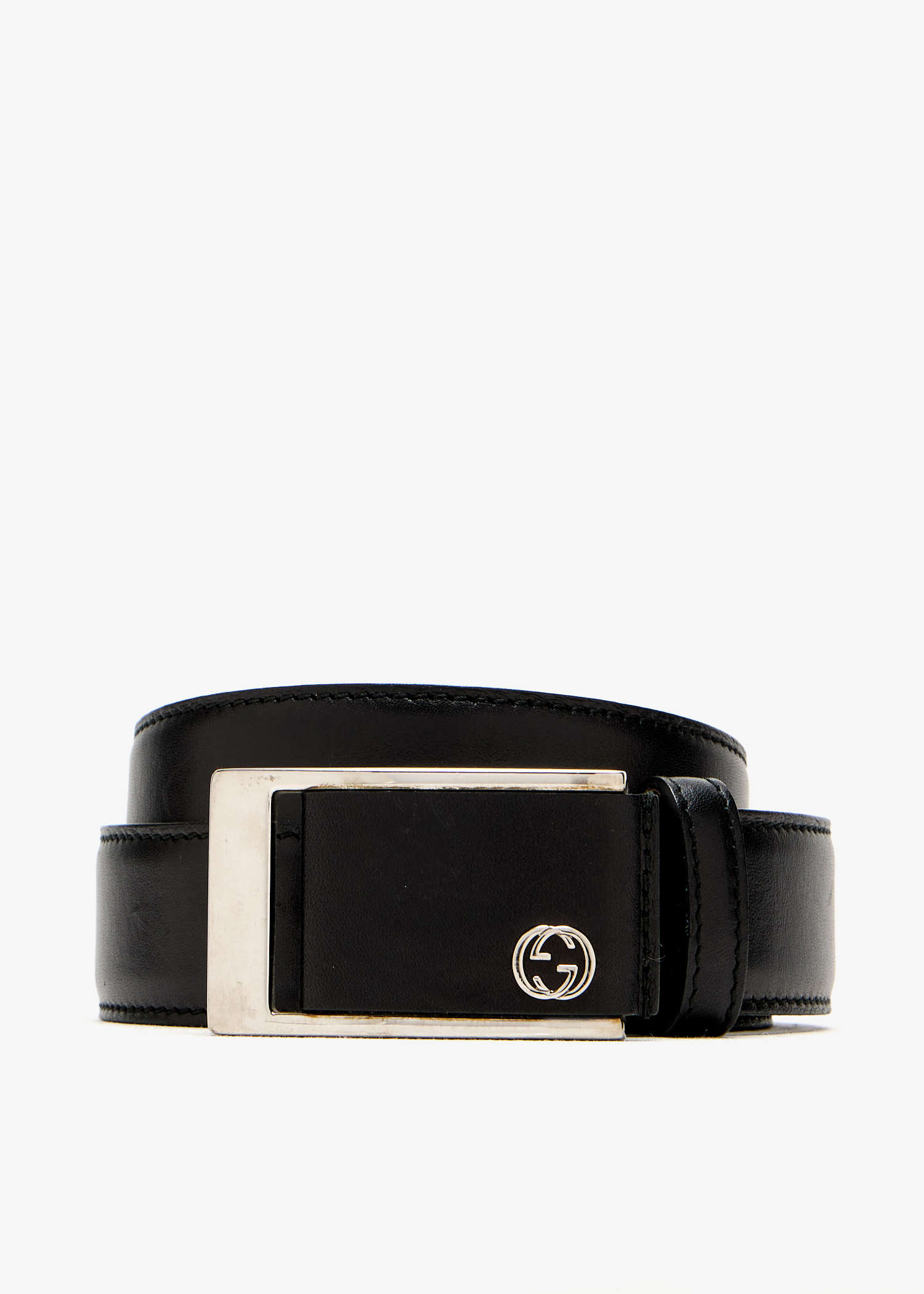 

Mini Interlocking G square buckle belt, Black
