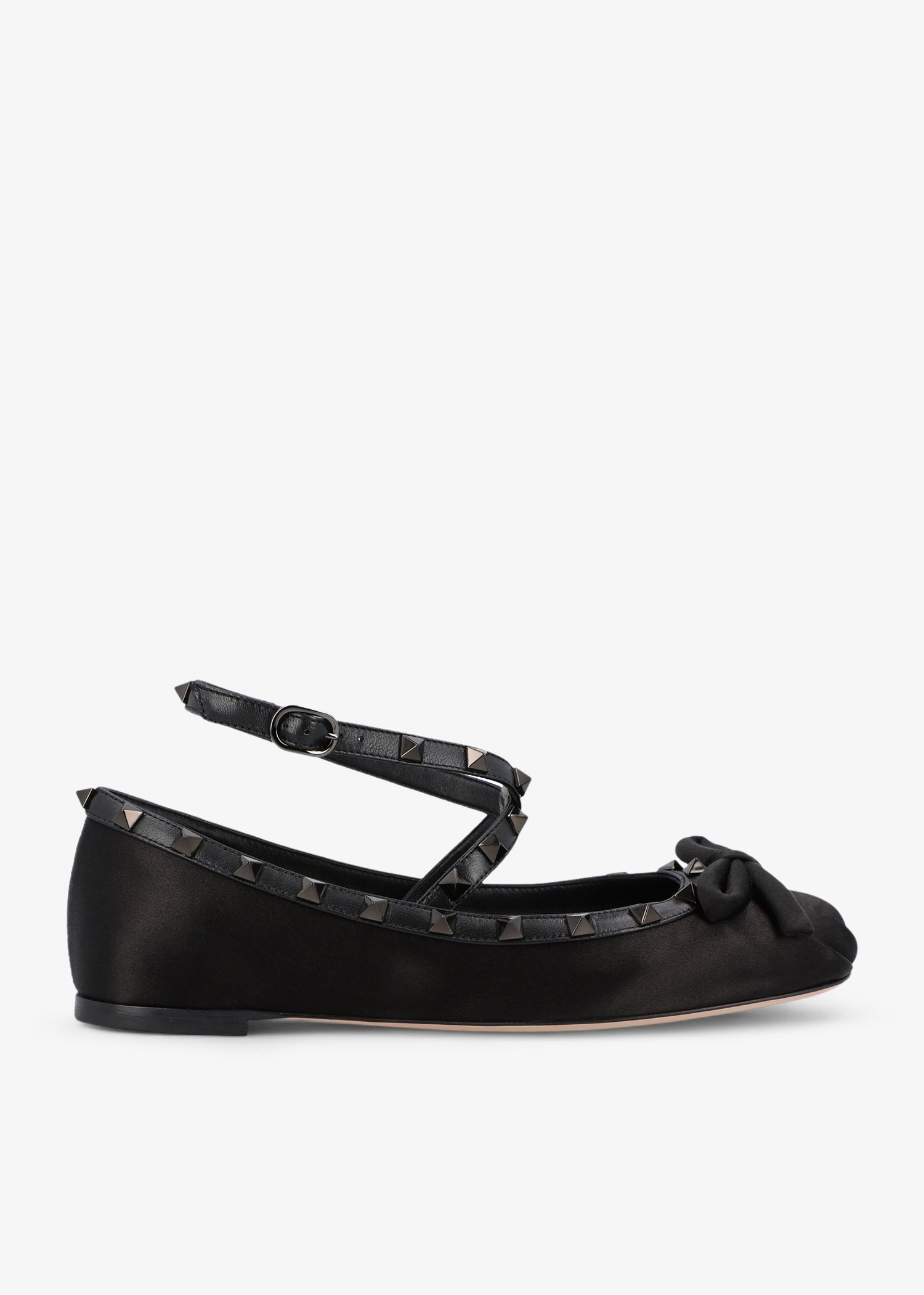 

Rockstud satin ballerinas, Black