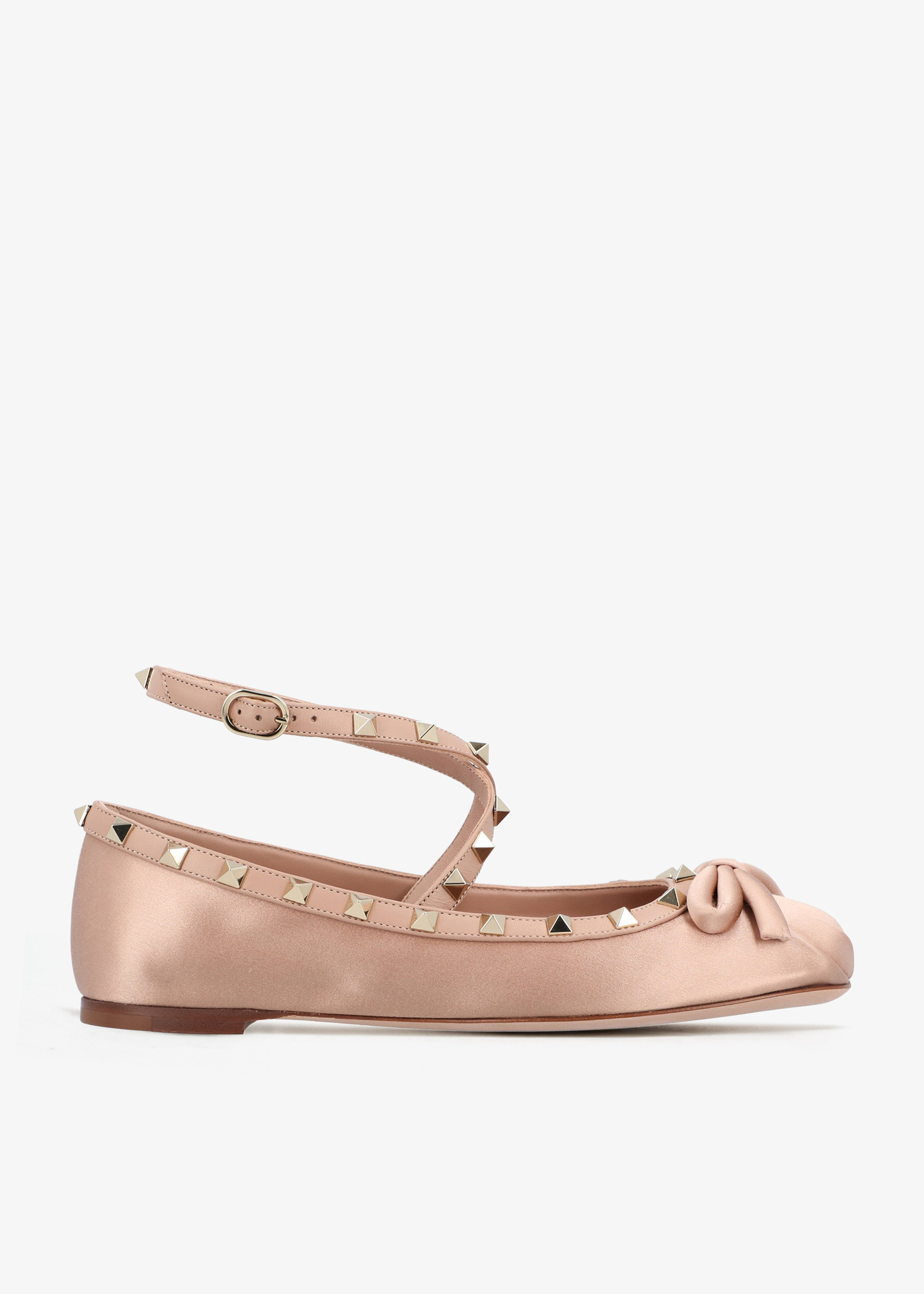 

Rockstud satin ballerinas, Pink