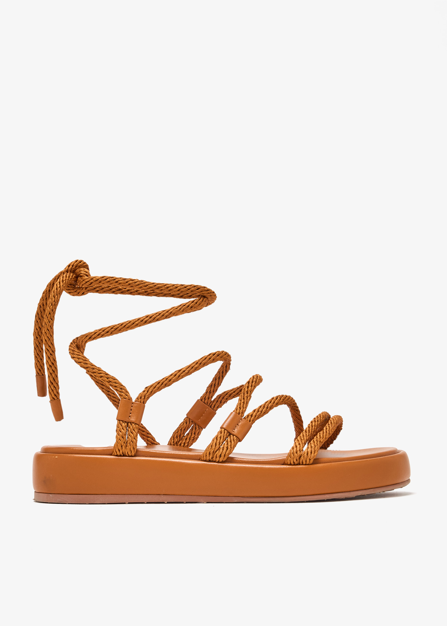 

Cord strap self-tie sandals, Orange
