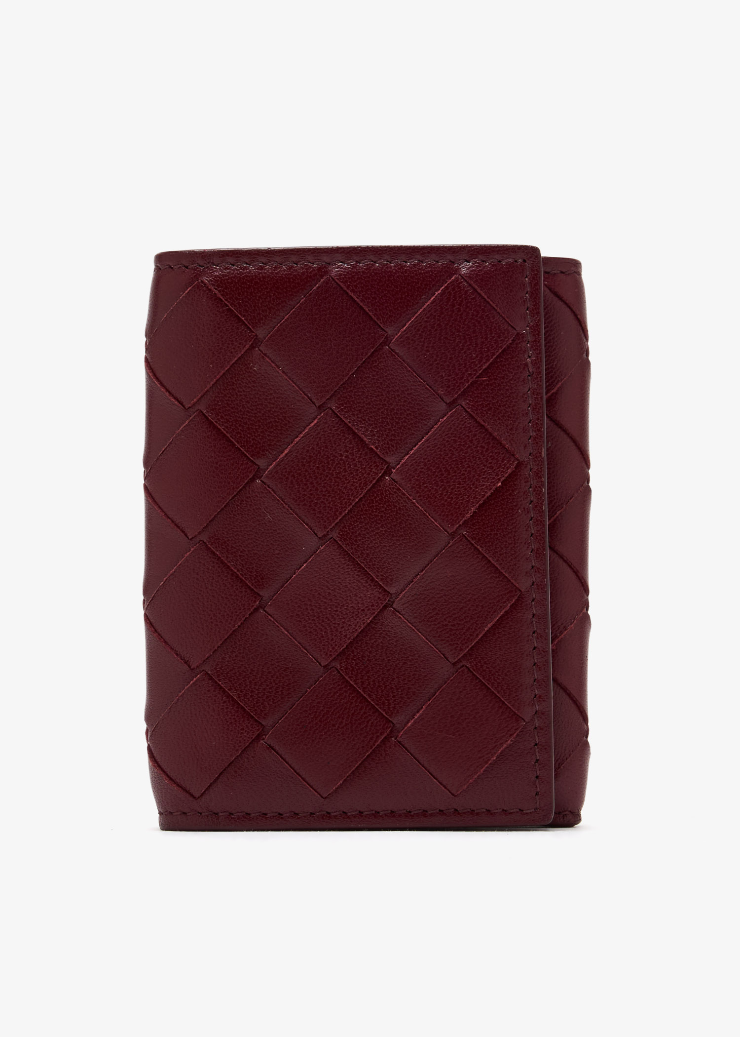 

Intrecciato tri-fold wallet, Burgundy