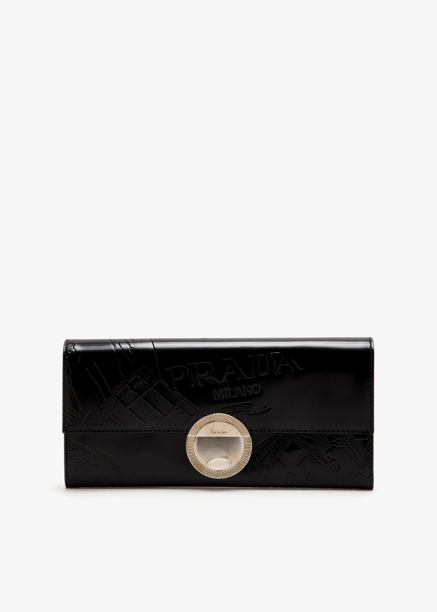 

Logo-embossed long flap wallet, Black