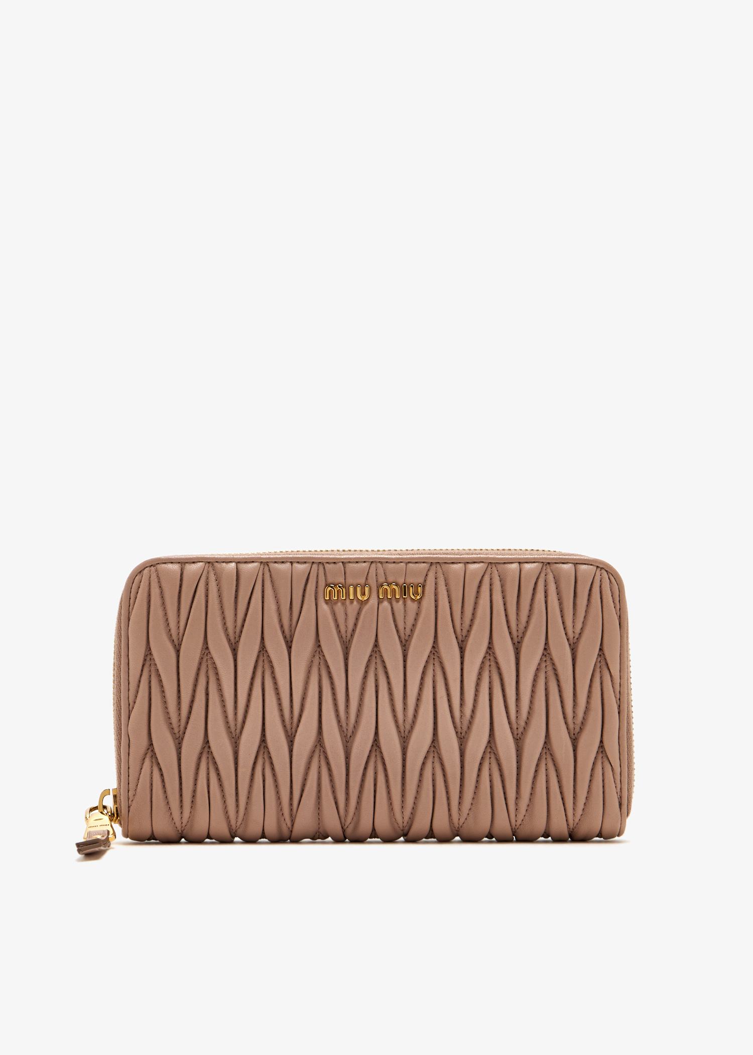 

Matelassé leather large wallet, Beige