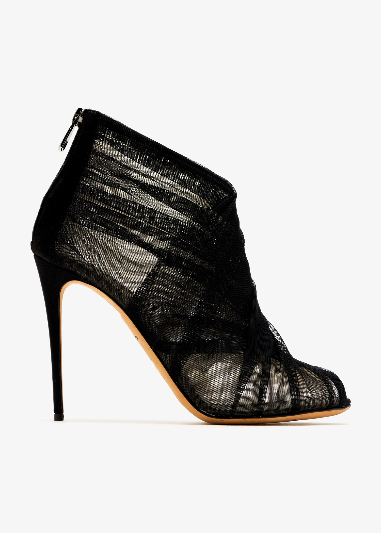 

Keira tulle peep-toe ankle boots, Black