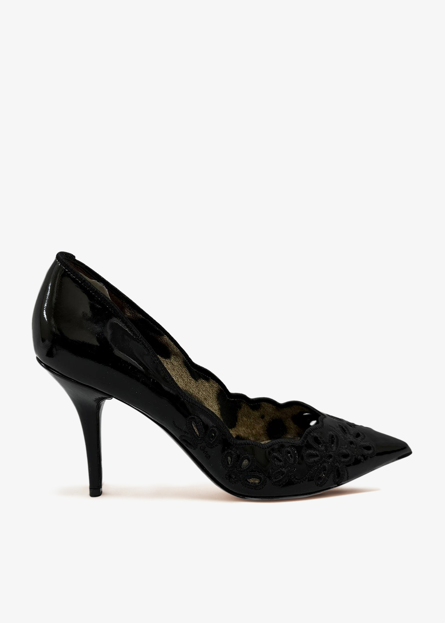 

Floral-embroidered pumps, Black