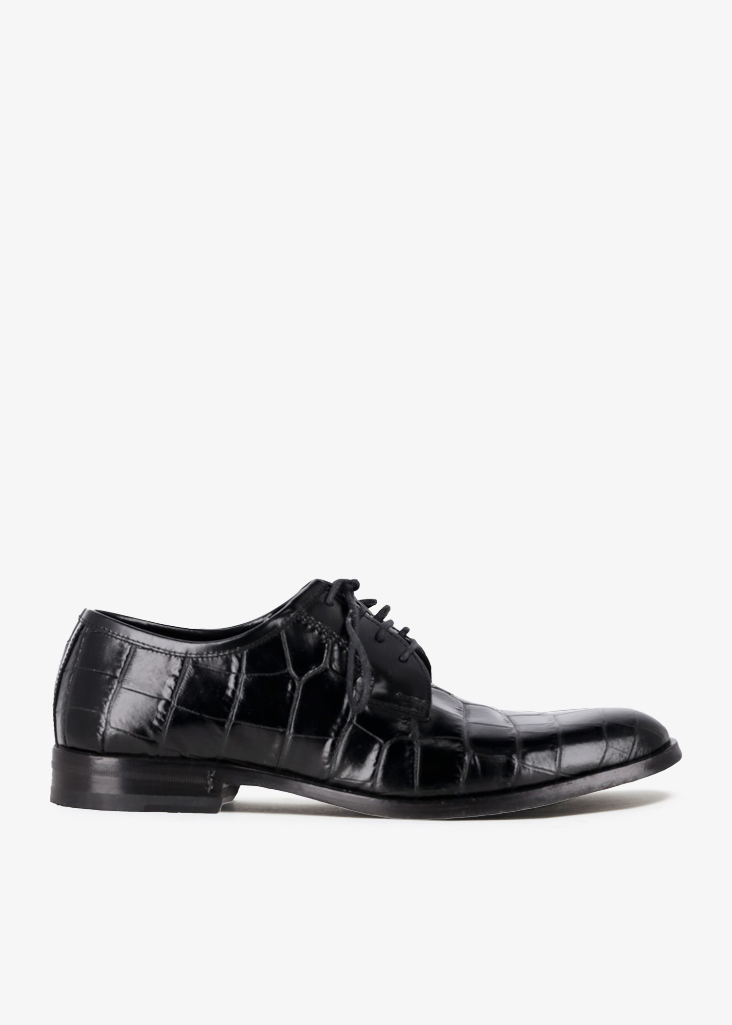 

Croc-embossed Derby shoes, Black