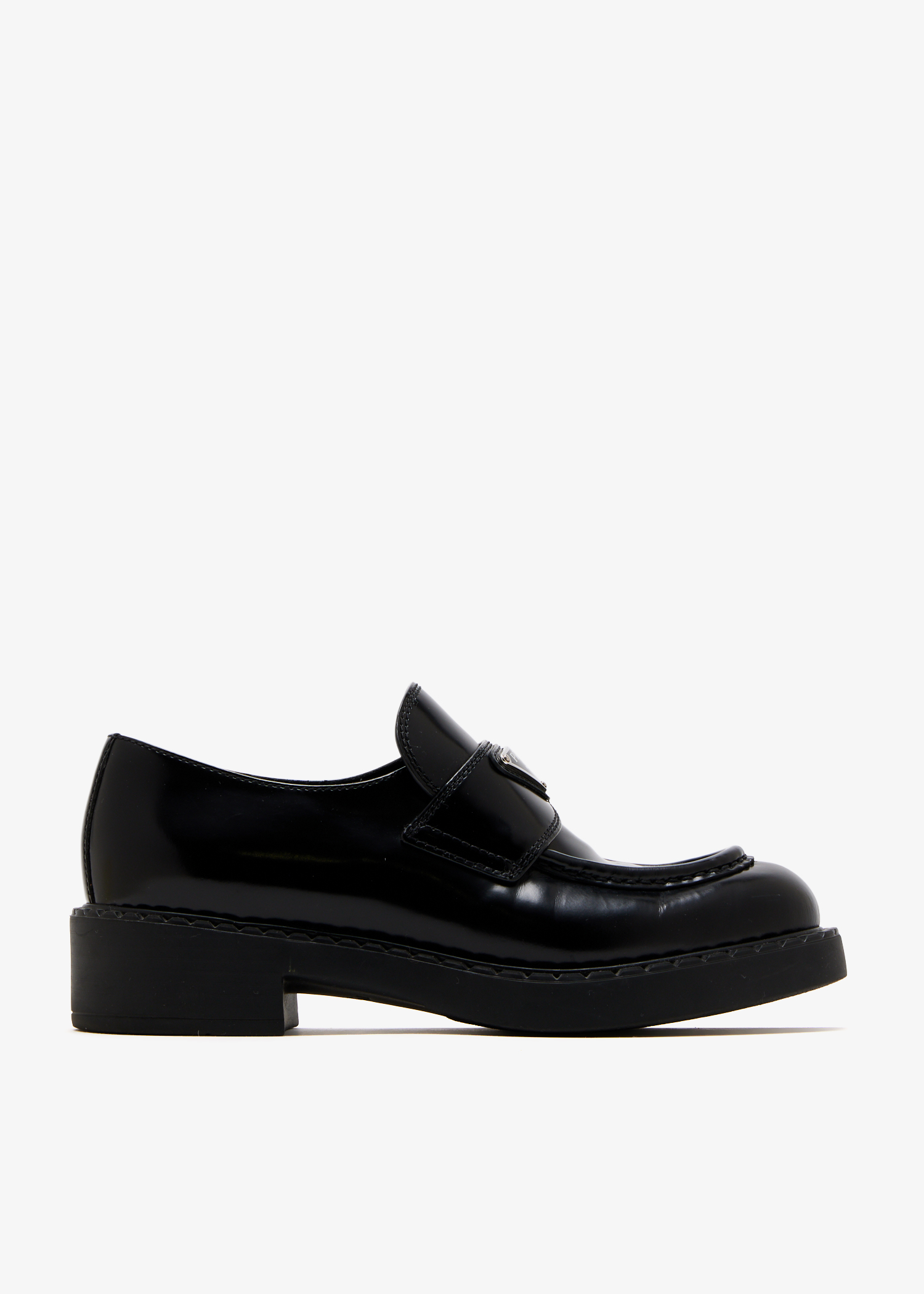 

Chocolate brushed leather loafers, Black