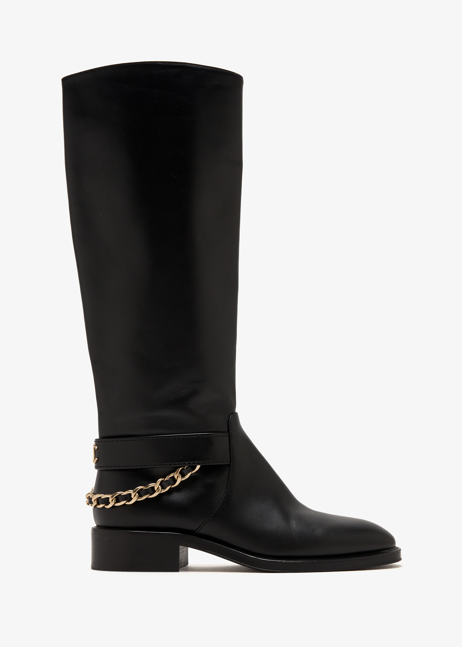 

Chain knee-high boots, Black