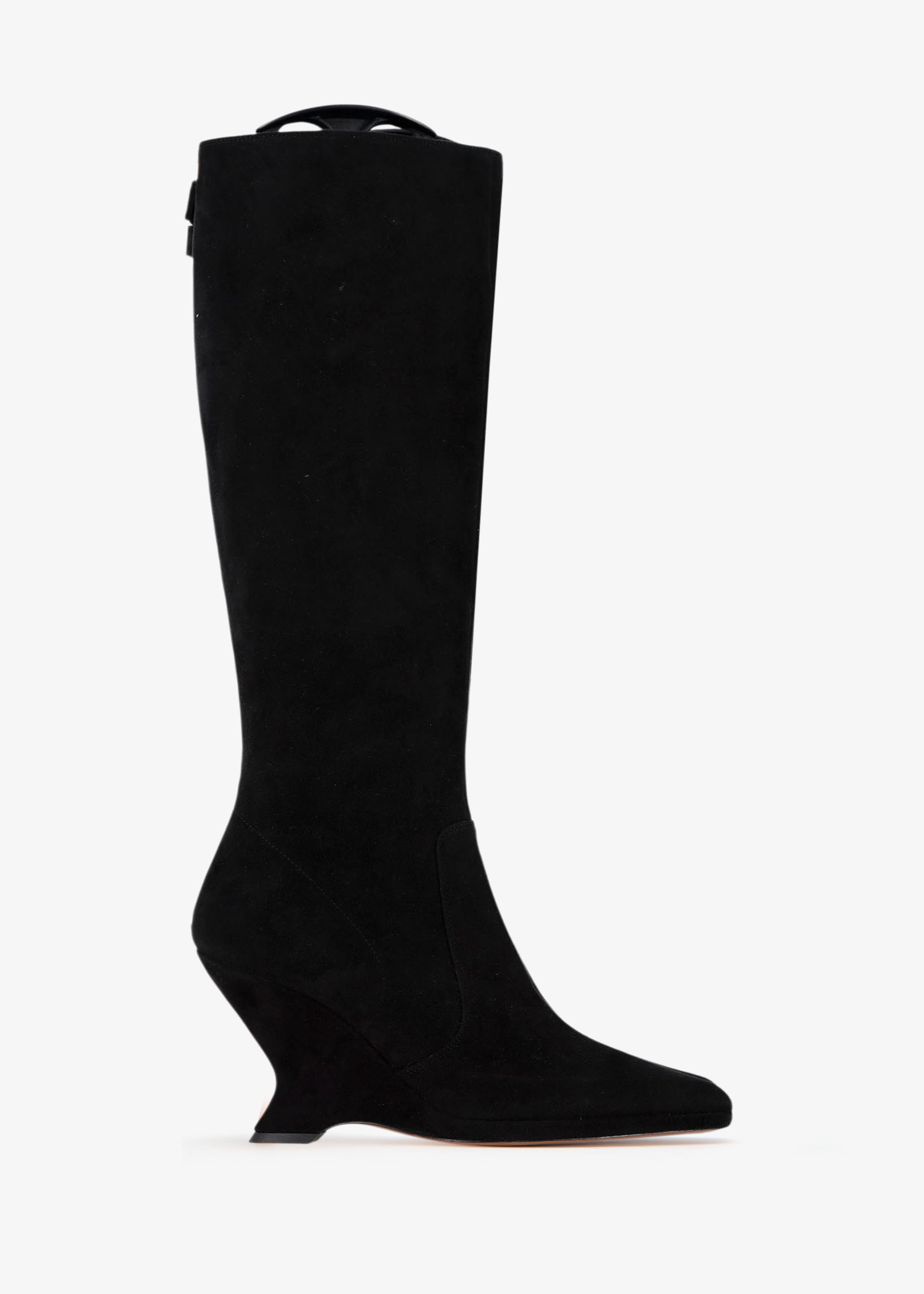 

Dior Pointed-Tie Zipped Knee-High Boots in Black Suede