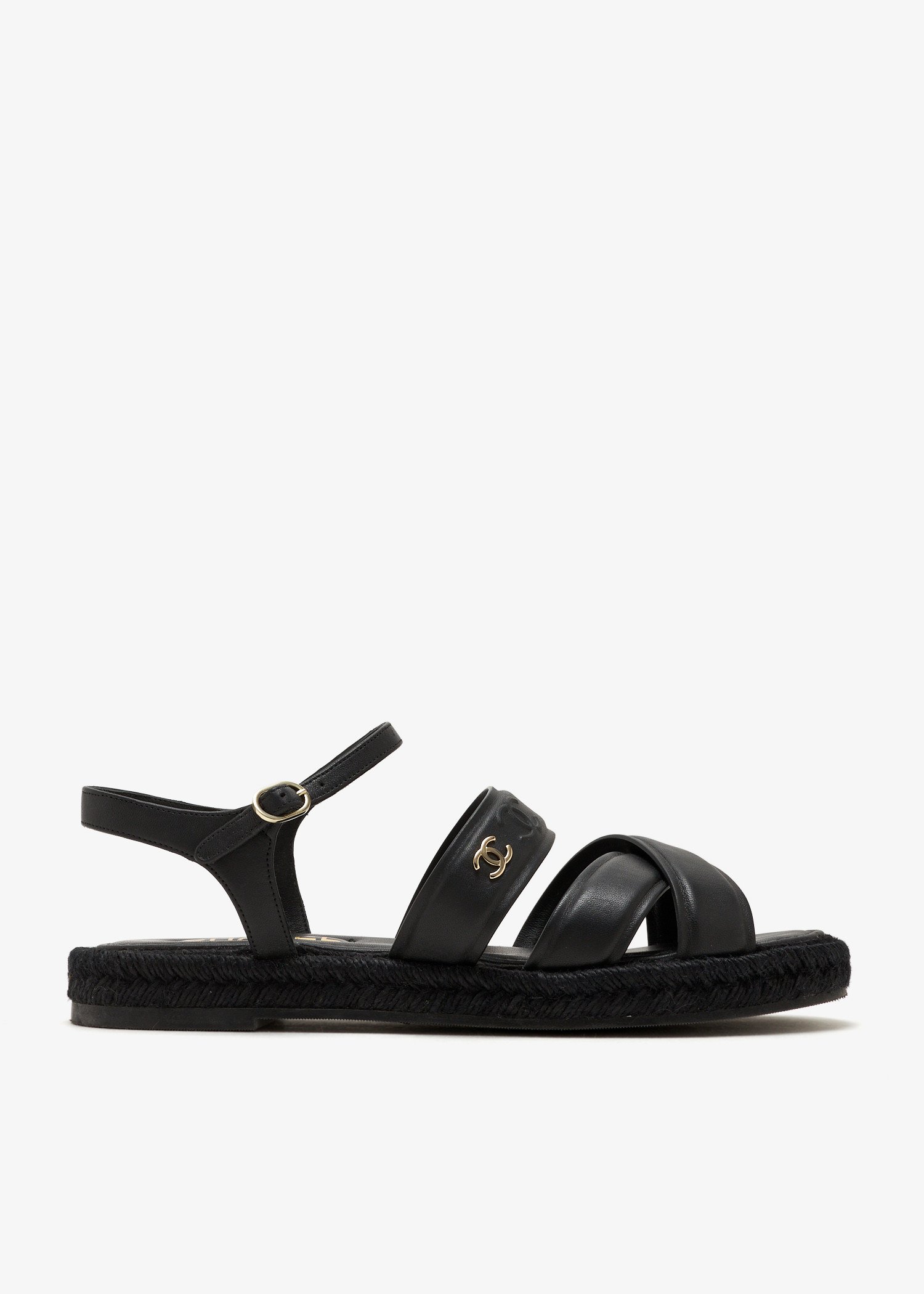 

Cross-strap espadrille sandals, Black