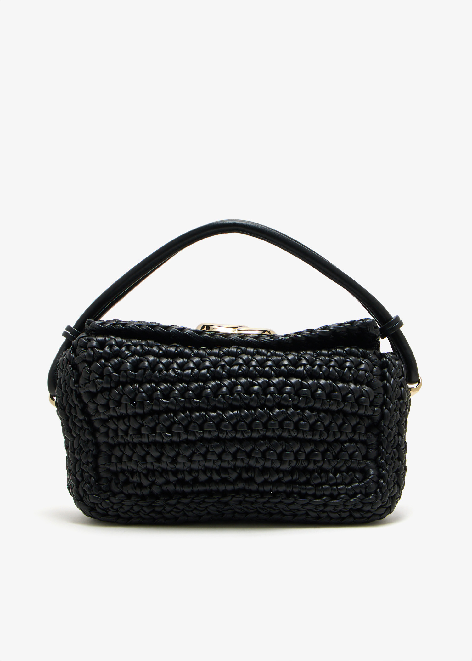 

Woven top handle bag, Black