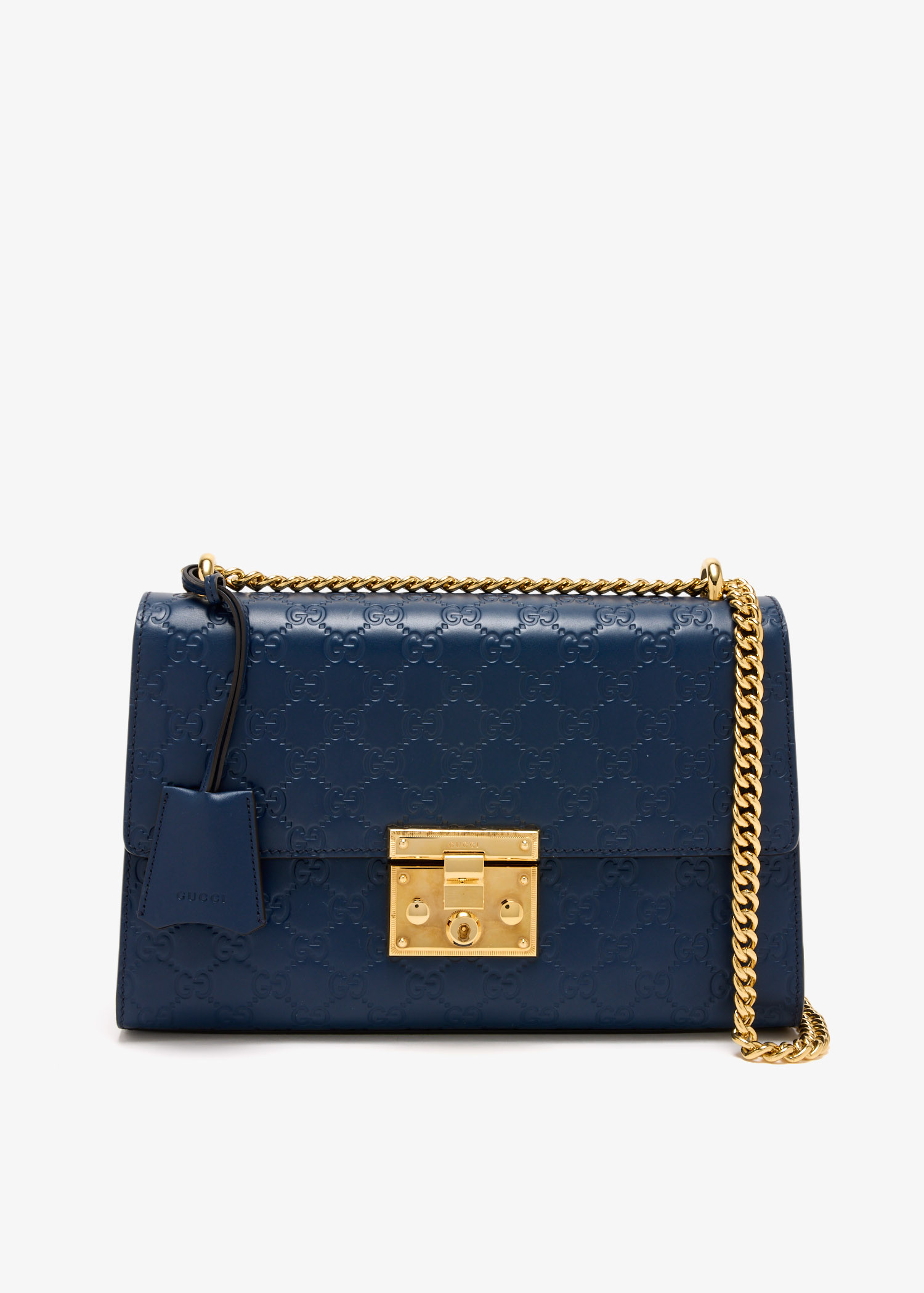 

Padlock Medium Guccissima shoulder bag, Navy
