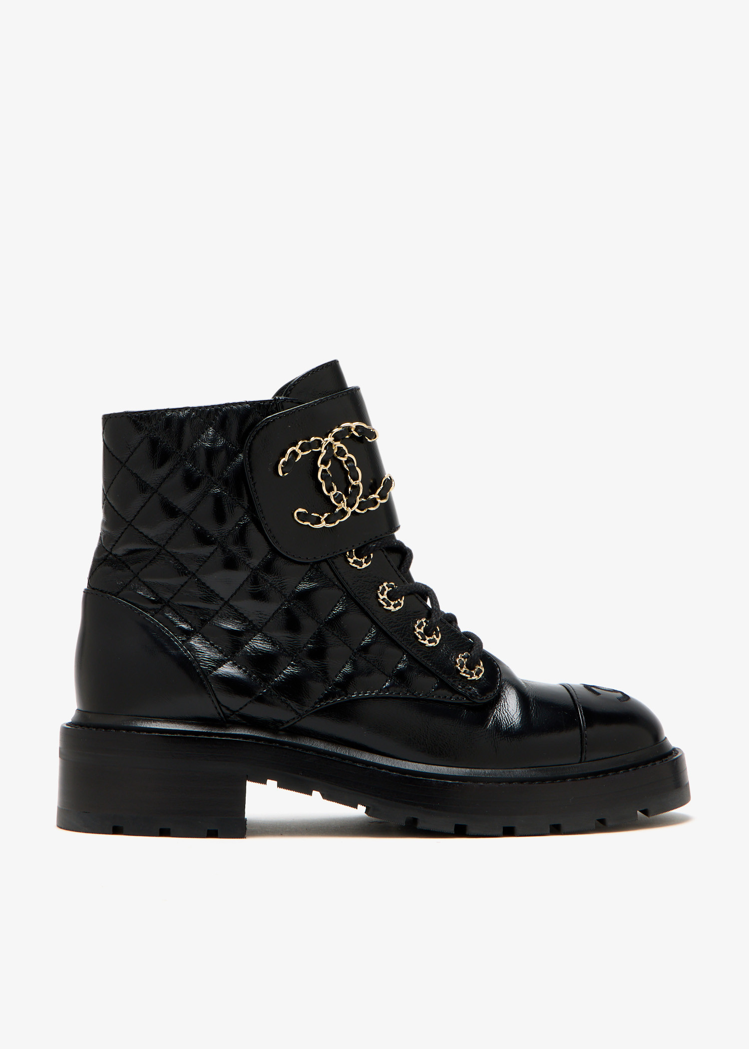 

CC quilted combat boots, Black
