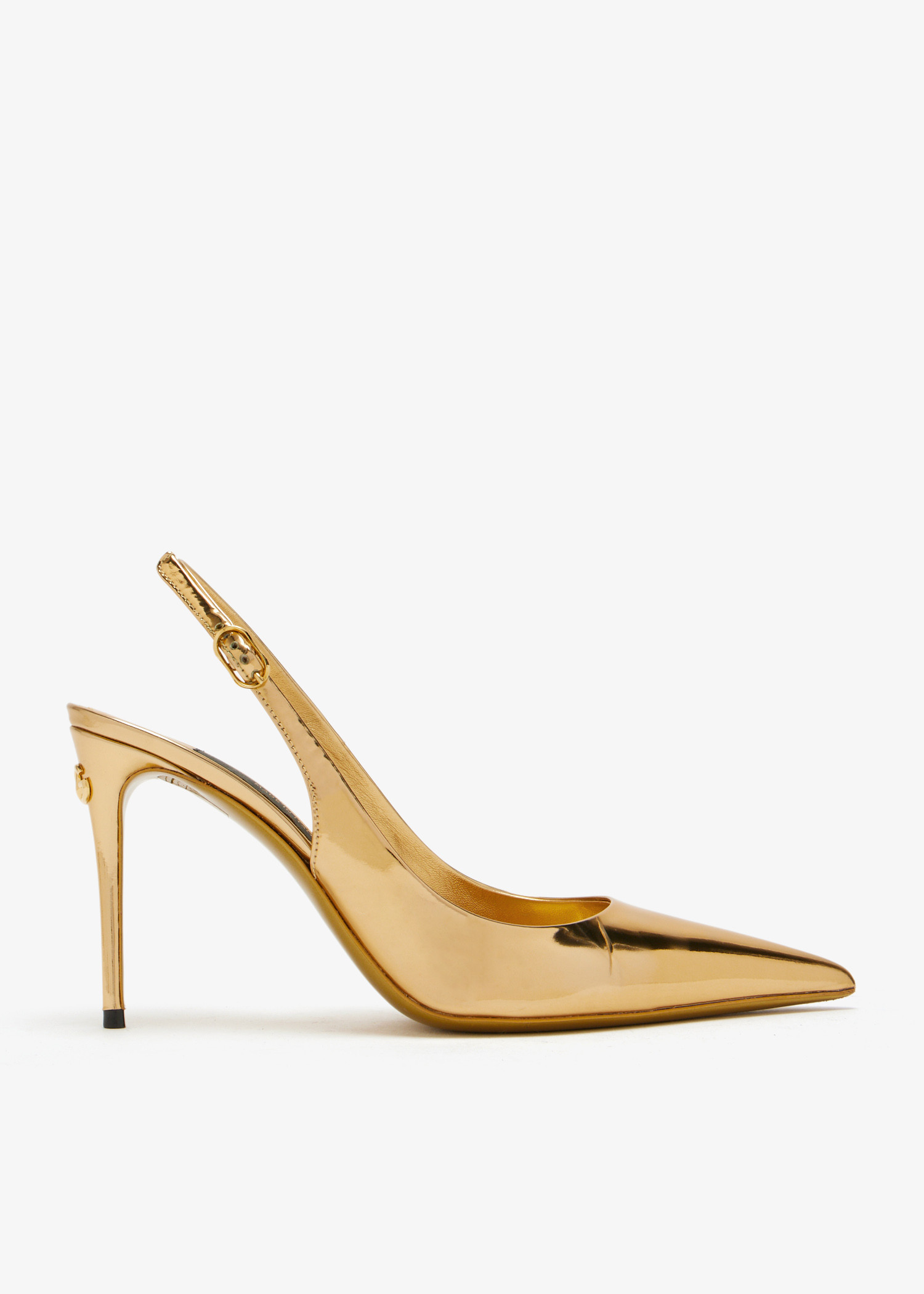 

Metallic leather slingback pumps, Gold