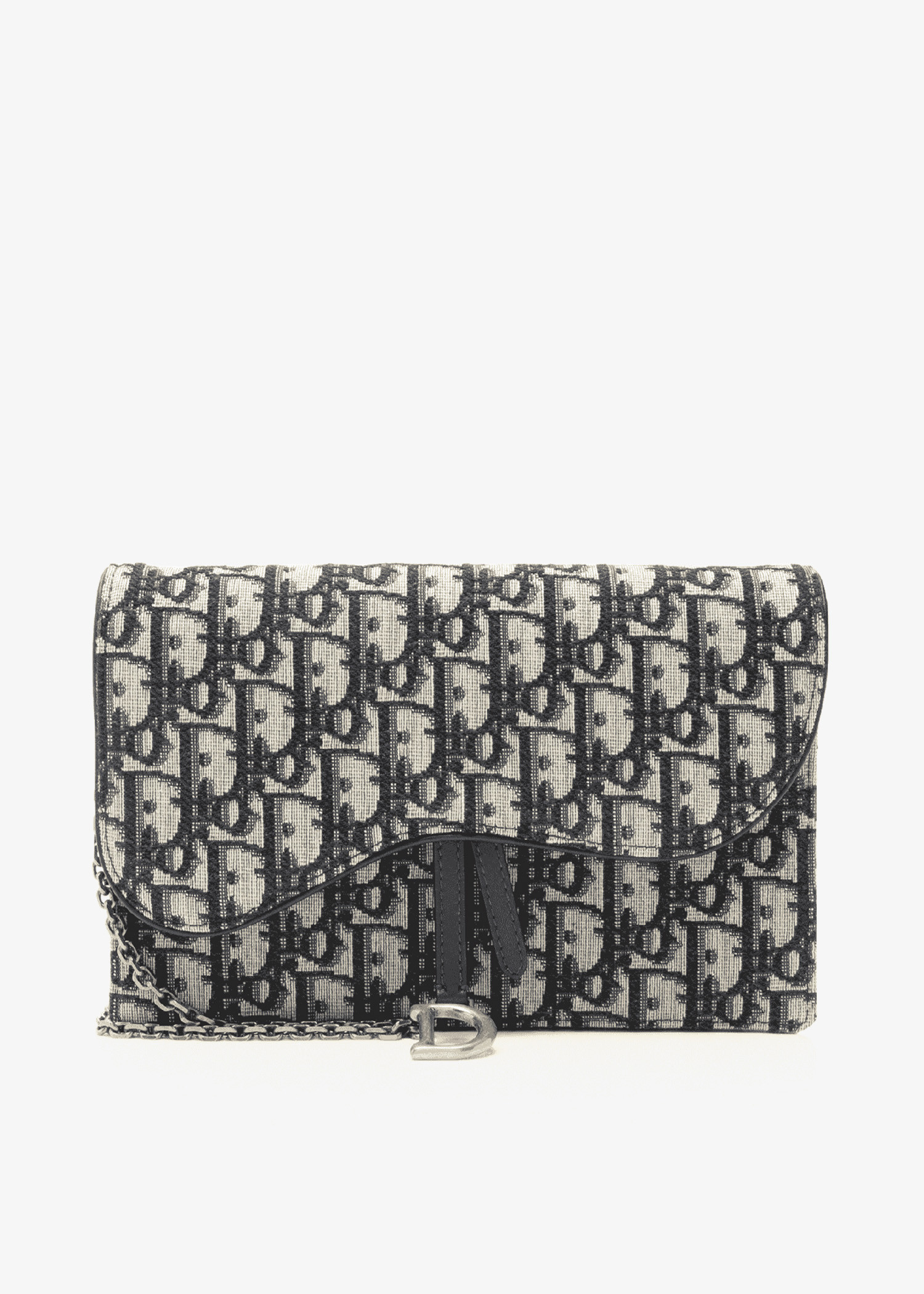 

Dior Oblique Medium Saddle chain pouch, Blue