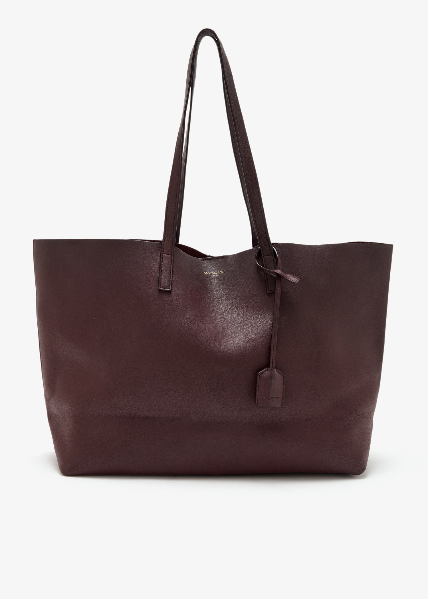 

Leather shopping tote bag, Burgundy