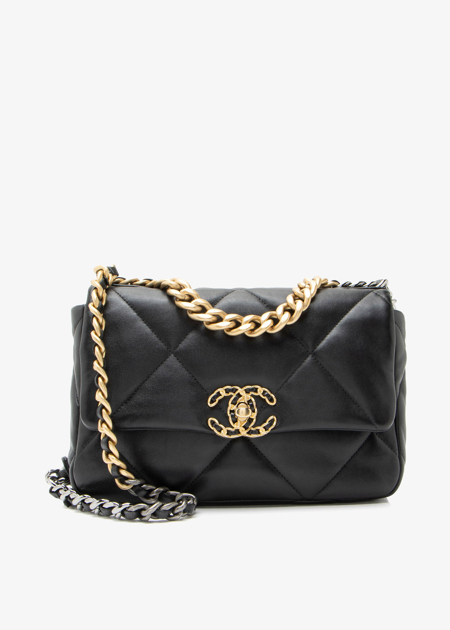 

19 medium flap shoulder bag, Black
