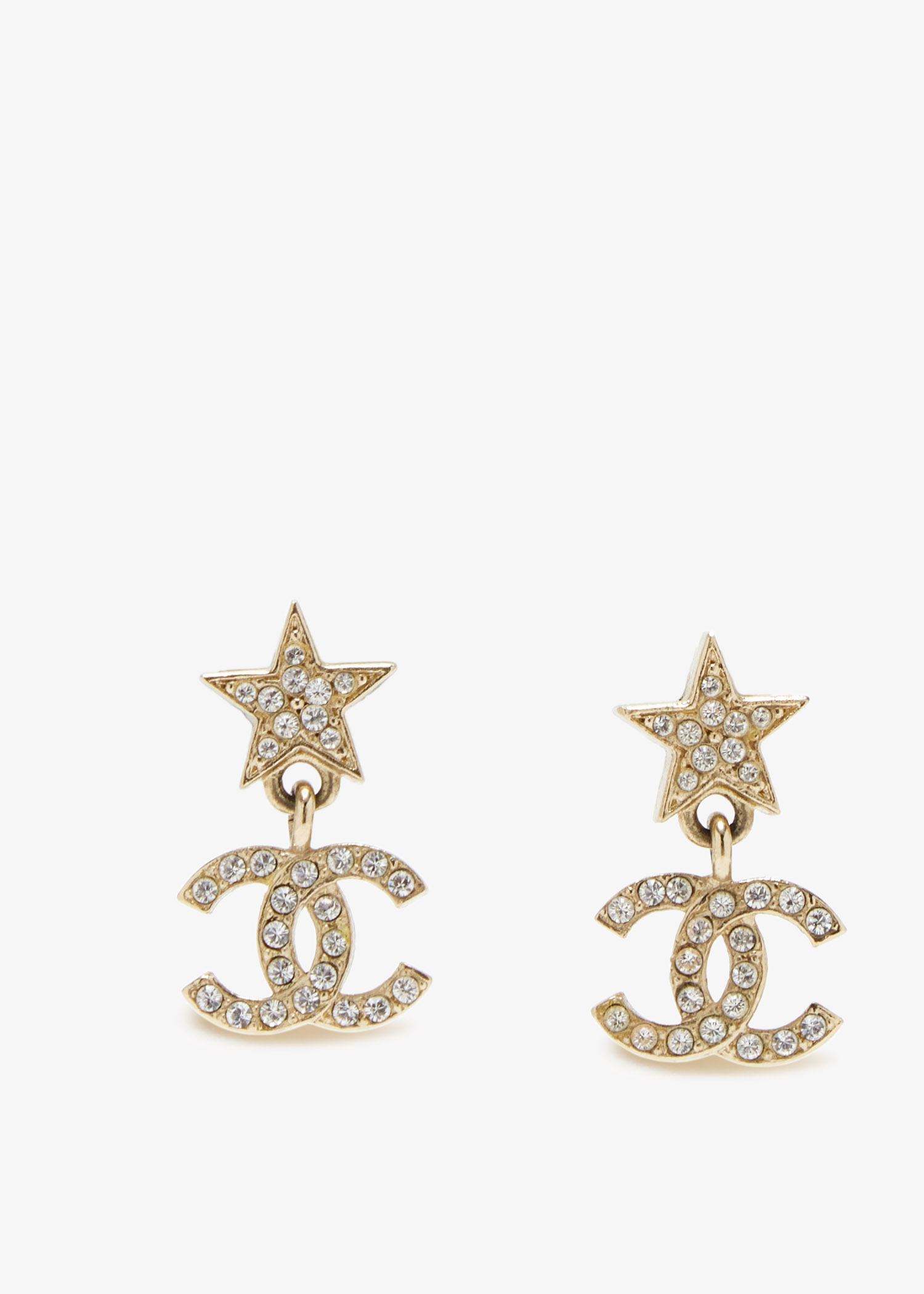 

CC Embellished Star drop earrings, Gold