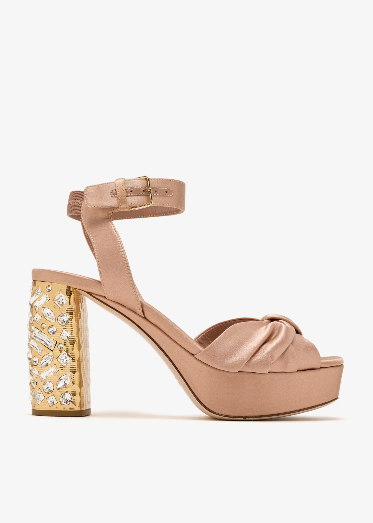 

Crystal-embellished platform sandals, Beige