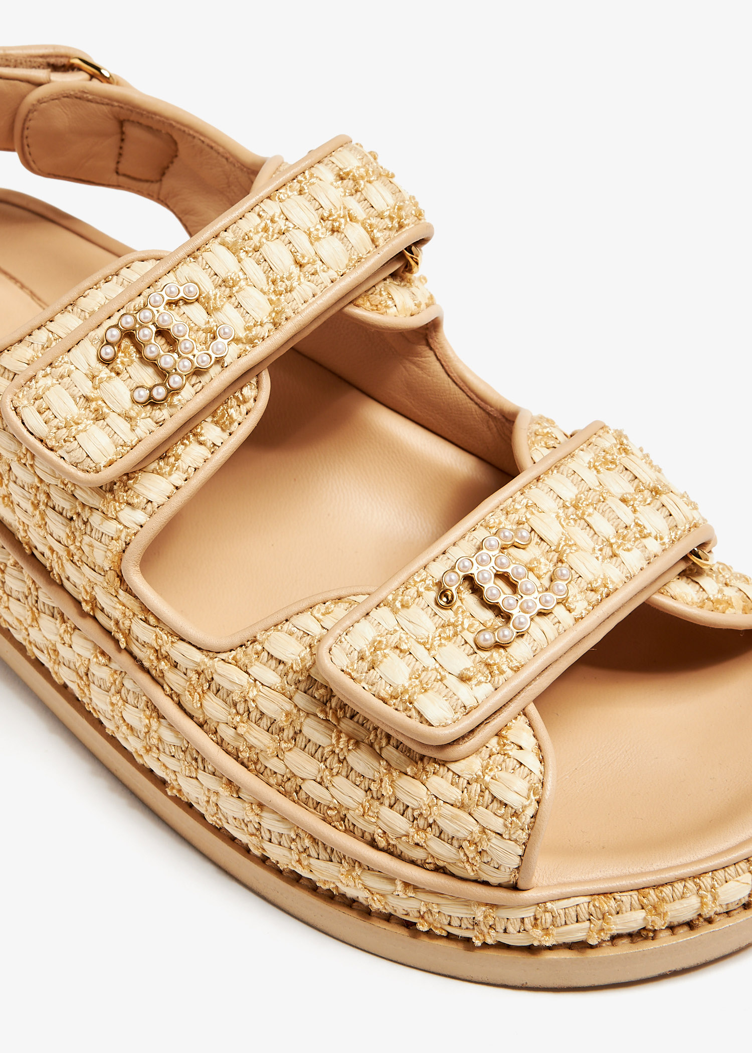 Chanel Pre Loved Gate No.5 sandals for Women Beige in UAE Level Shoes