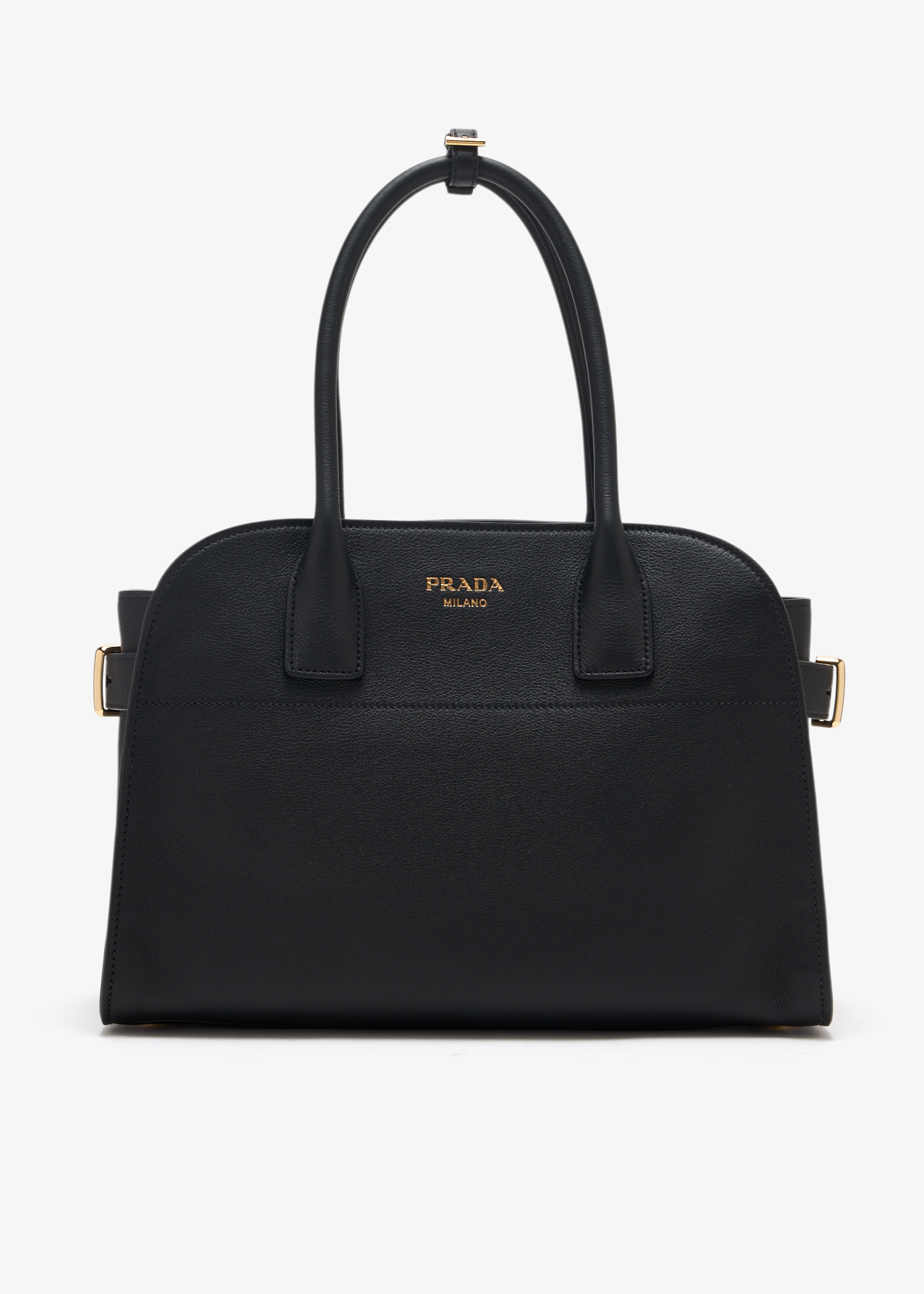 

Medium leather tote bag, Black