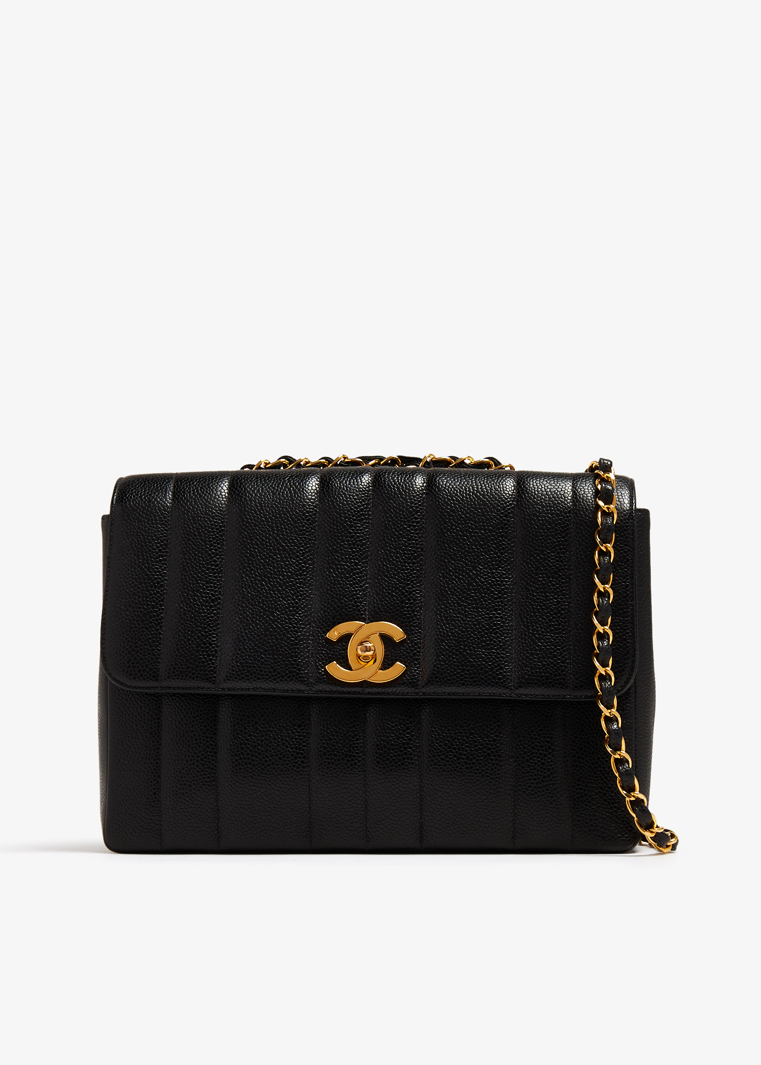 FULL SET CHANEL Classic Vintage Black Quilted Vertical 24K Gold Small Flap  Bag