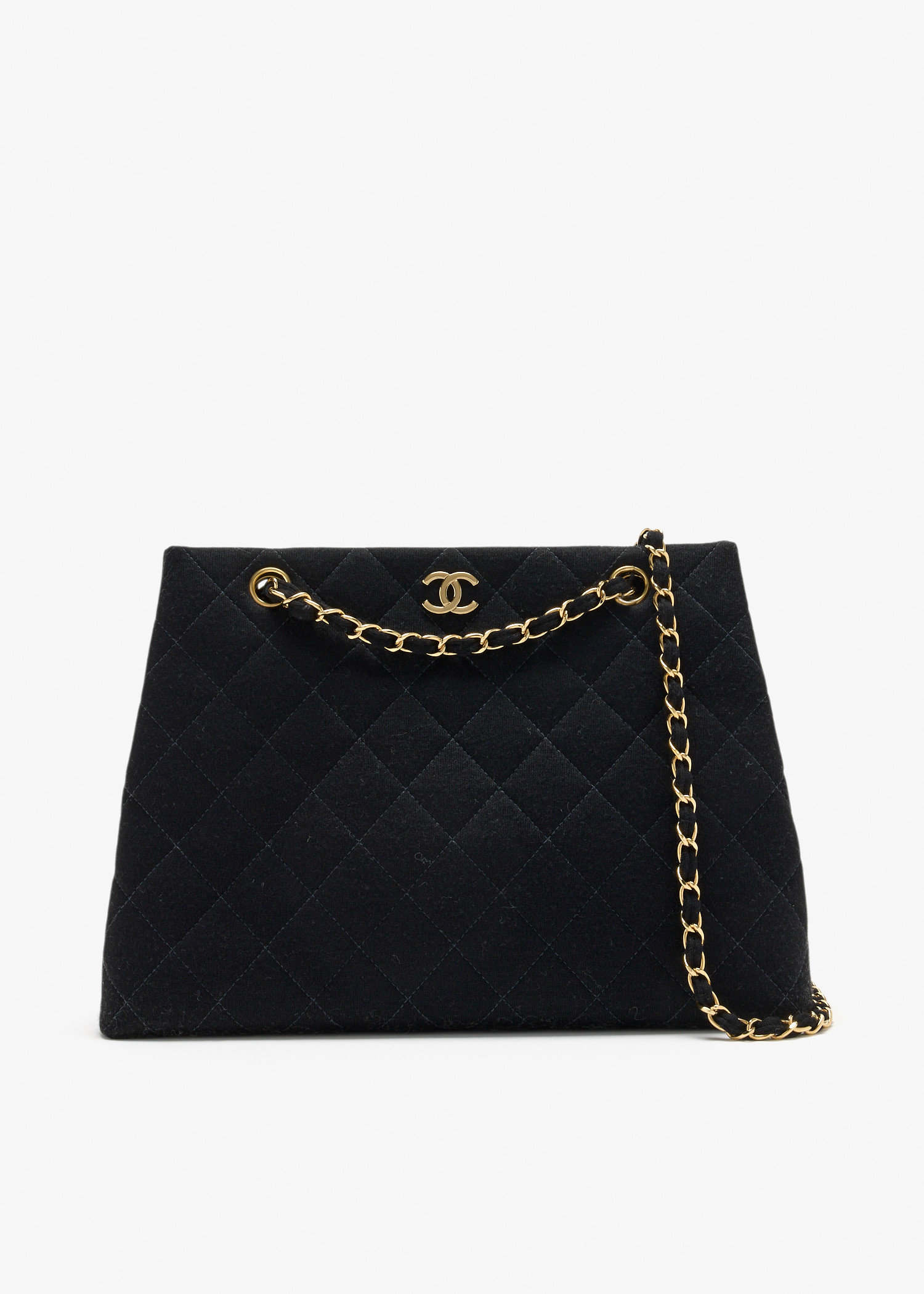 

CC quilted chain tote bag, Black